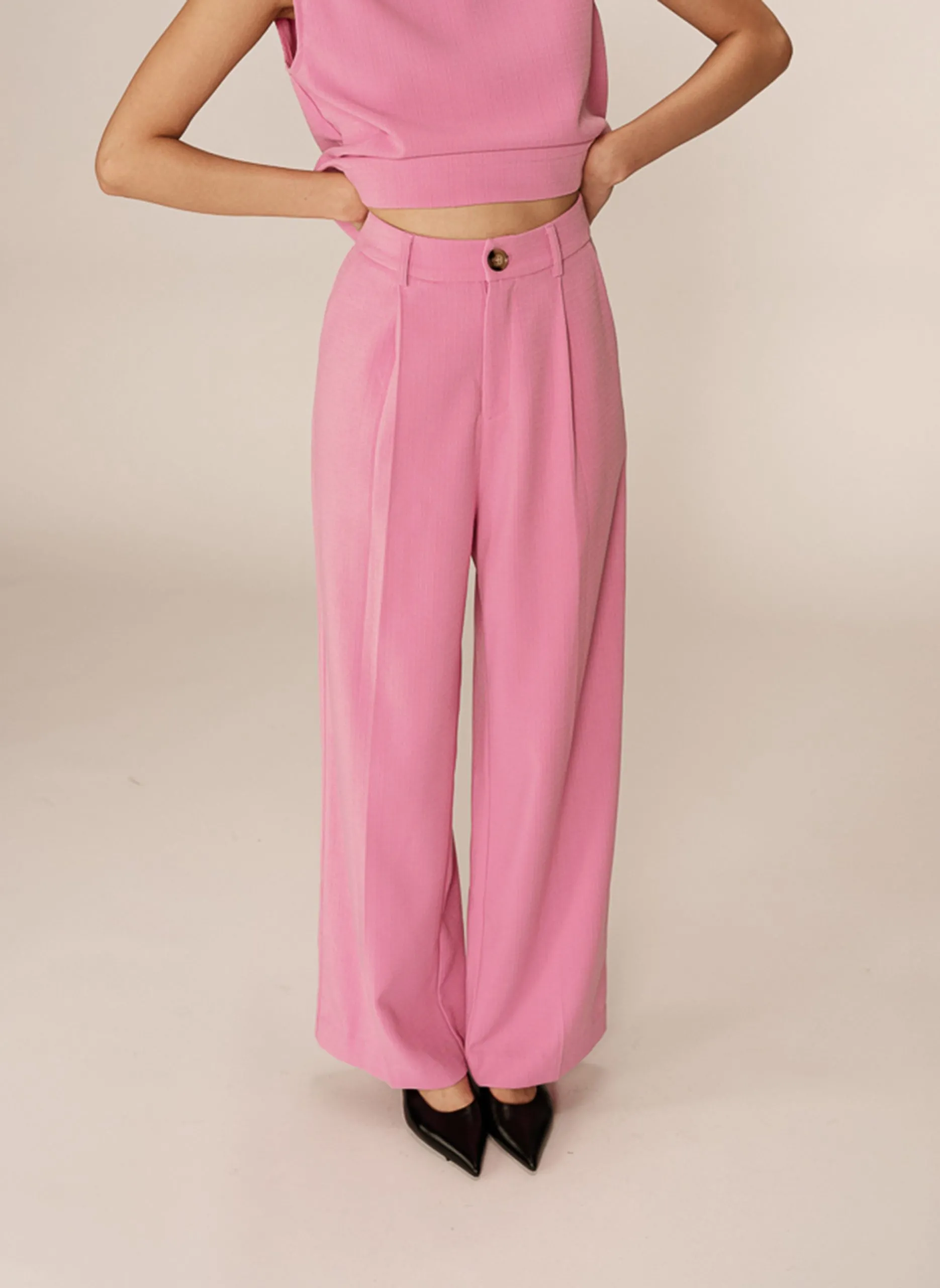 Pantalon tailleur droit Rose PIERRE