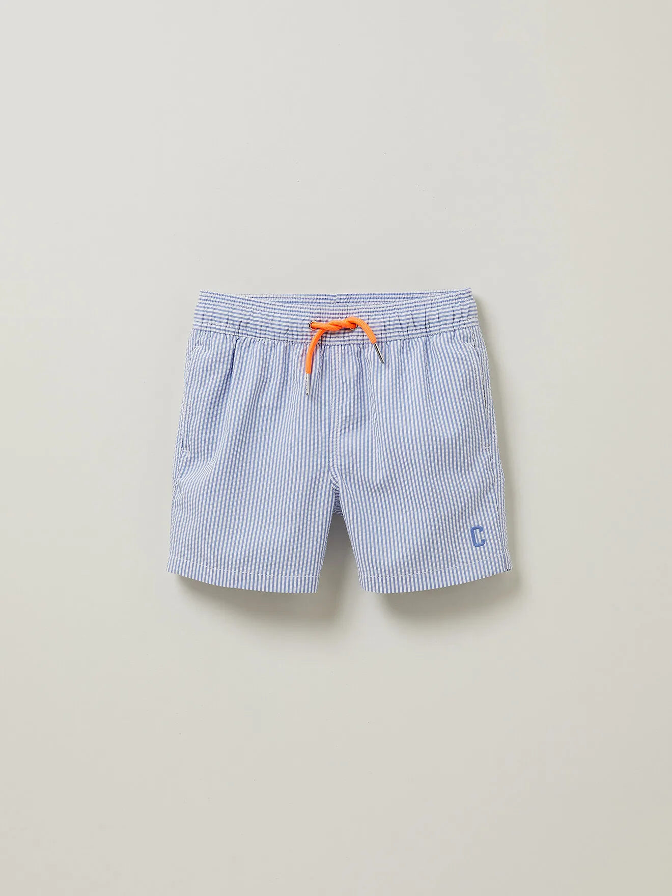 Short de bain en seersucker Bleu