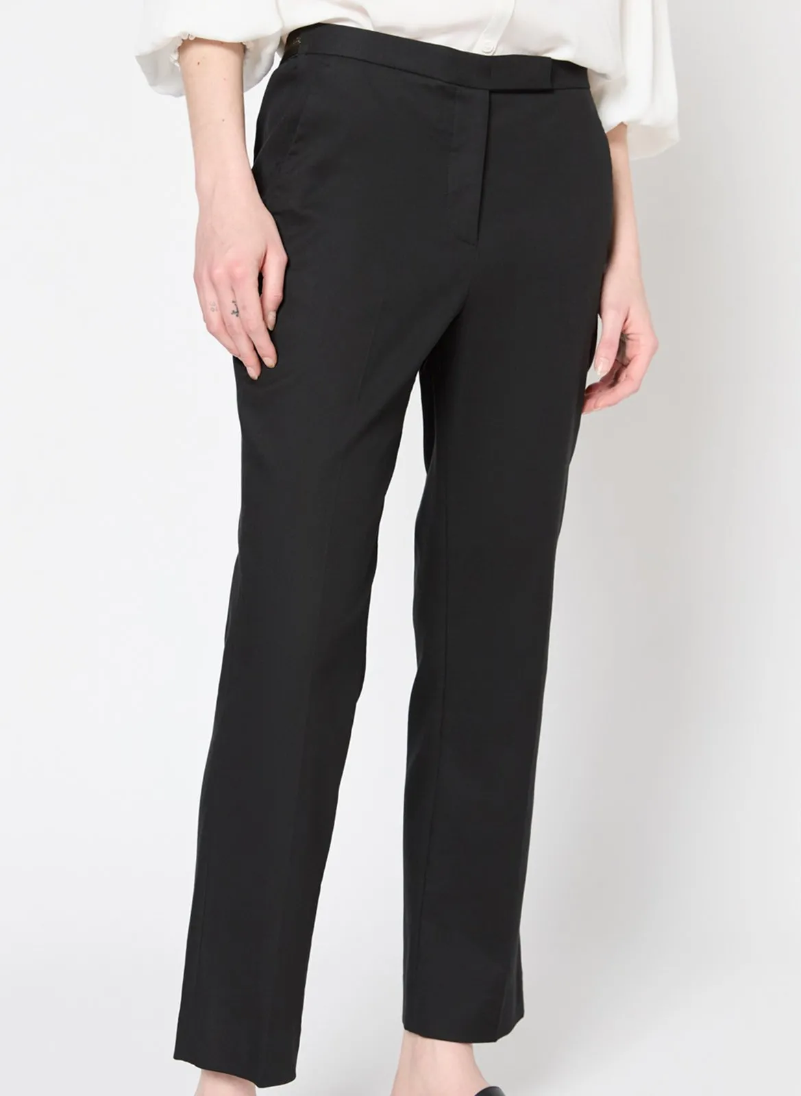 Pantalon droit en coton mélangé Noir LOUISE