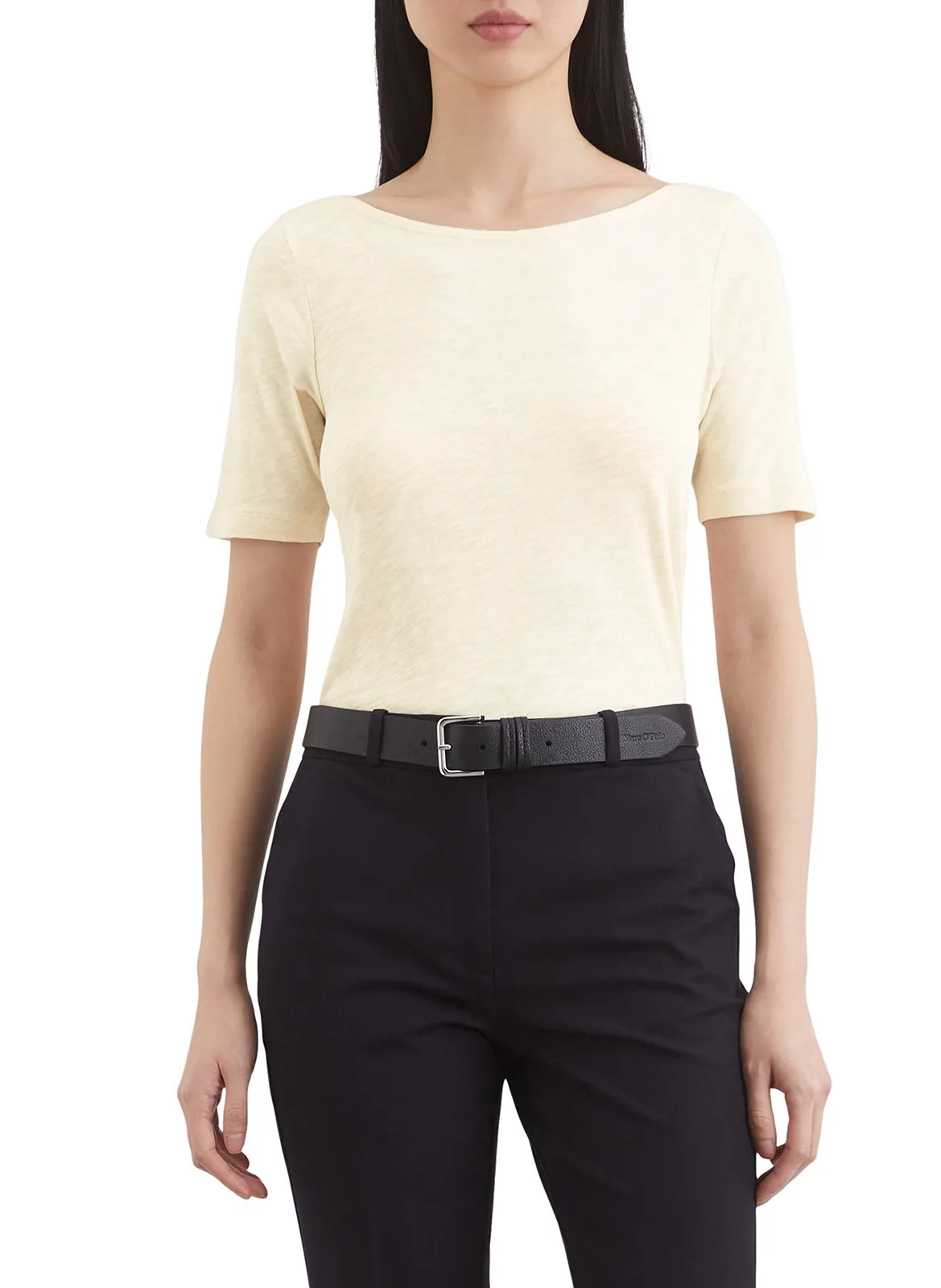 Tee-shirt col bateau en coton Blanc