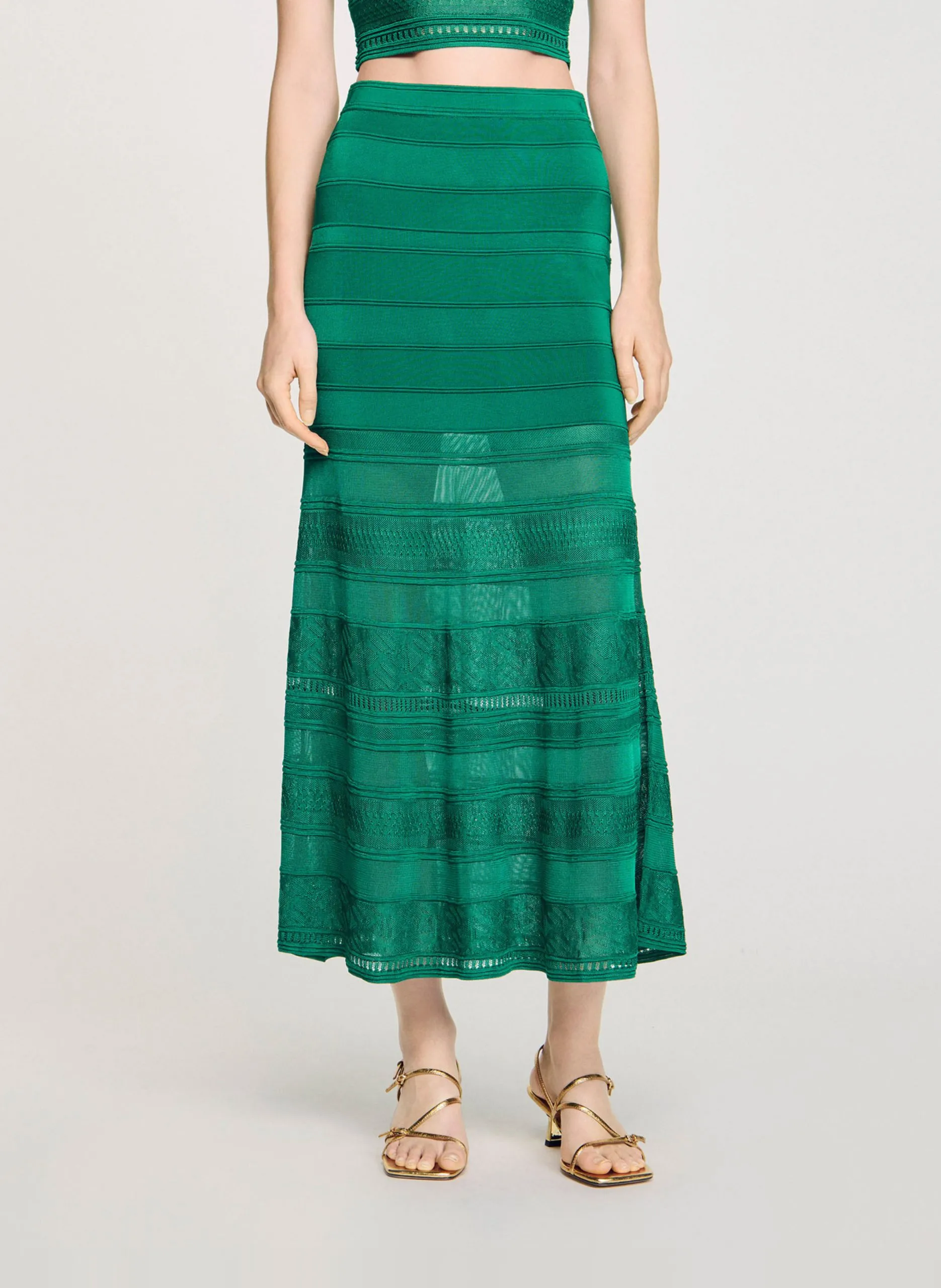 Jupe longue évasée Vert