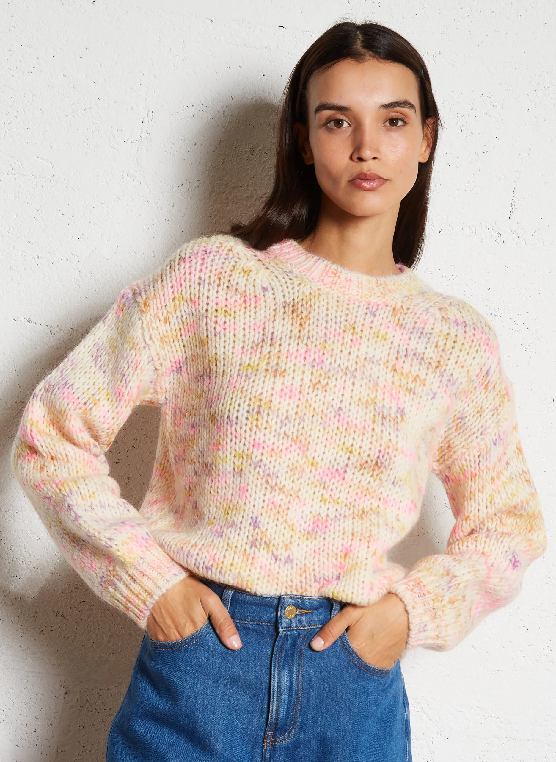 Pull droit en laine mélangée Multicolore BOWIE