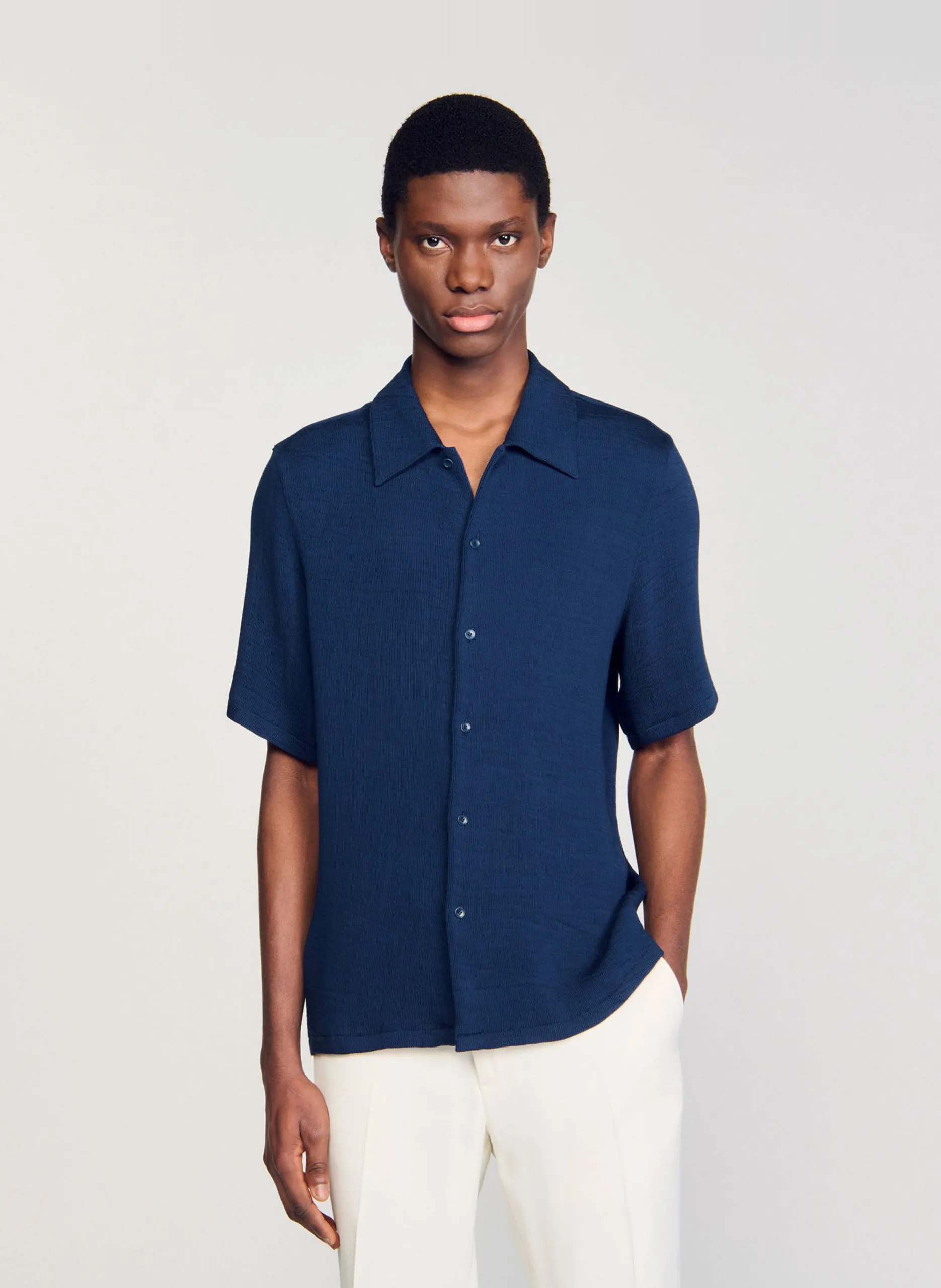 Chemise droite col classique Bleu