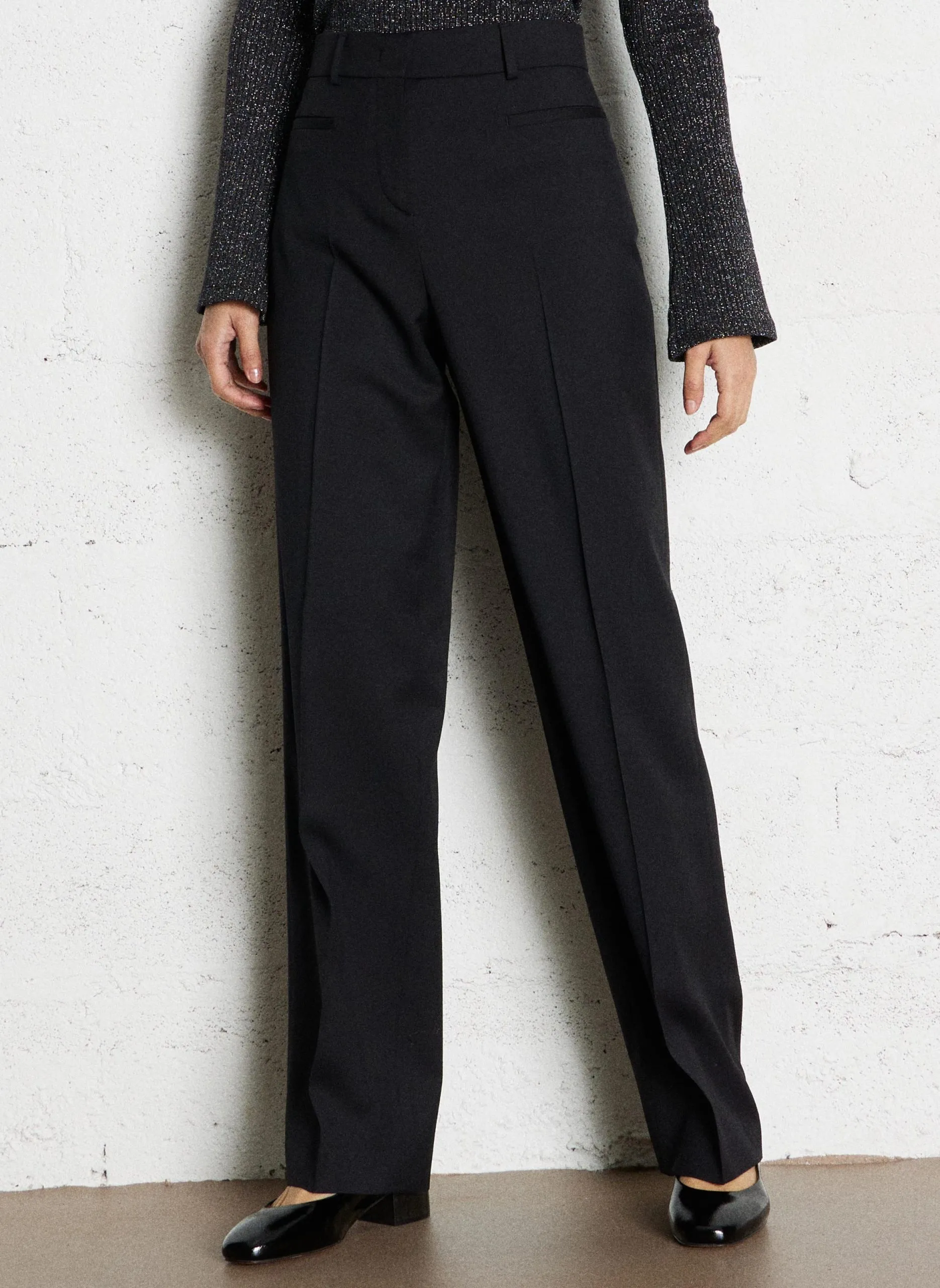 Pantalon droit en laine Noir VAMORE