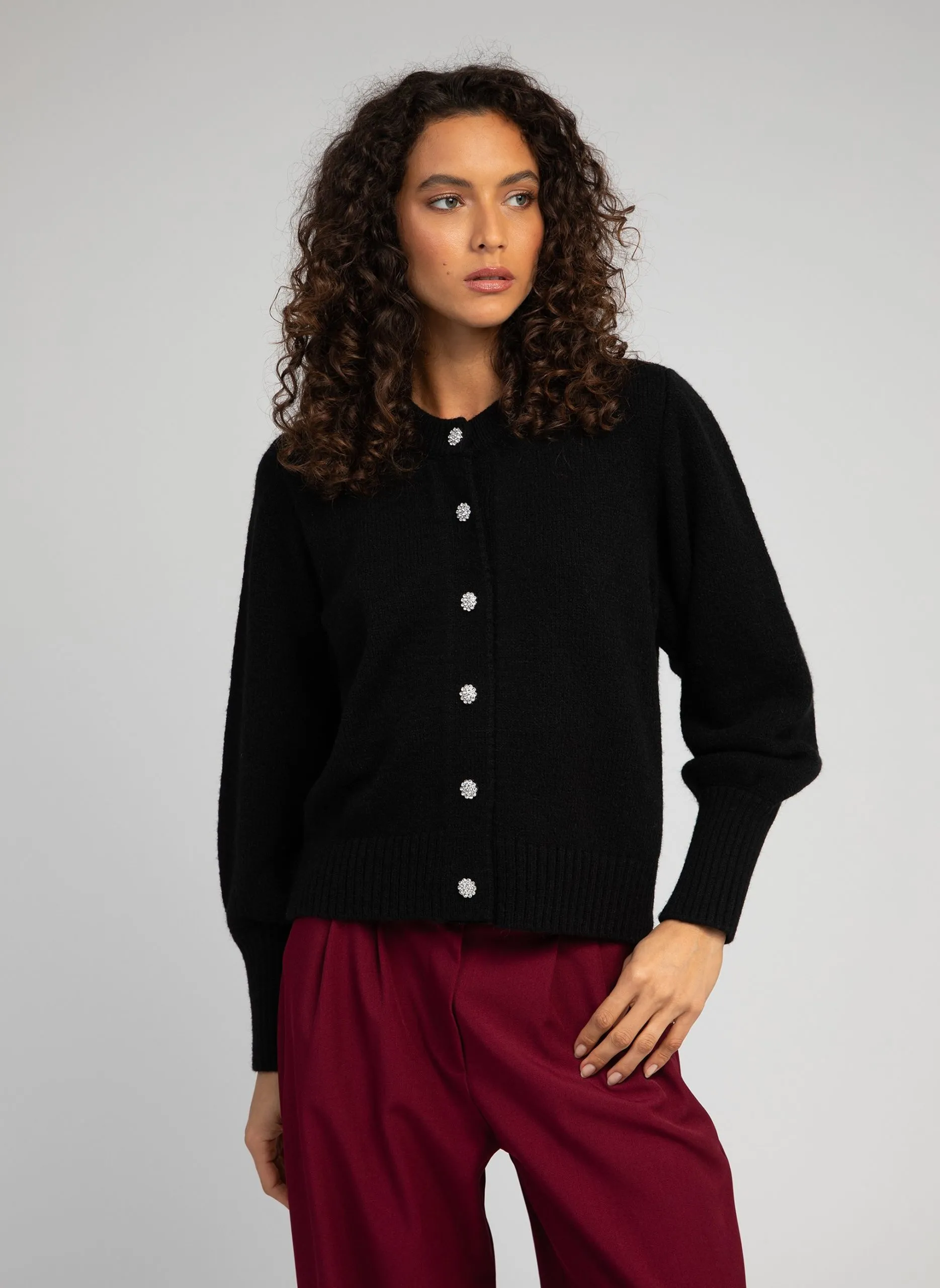 Cardigan col rond Noir VELICIA