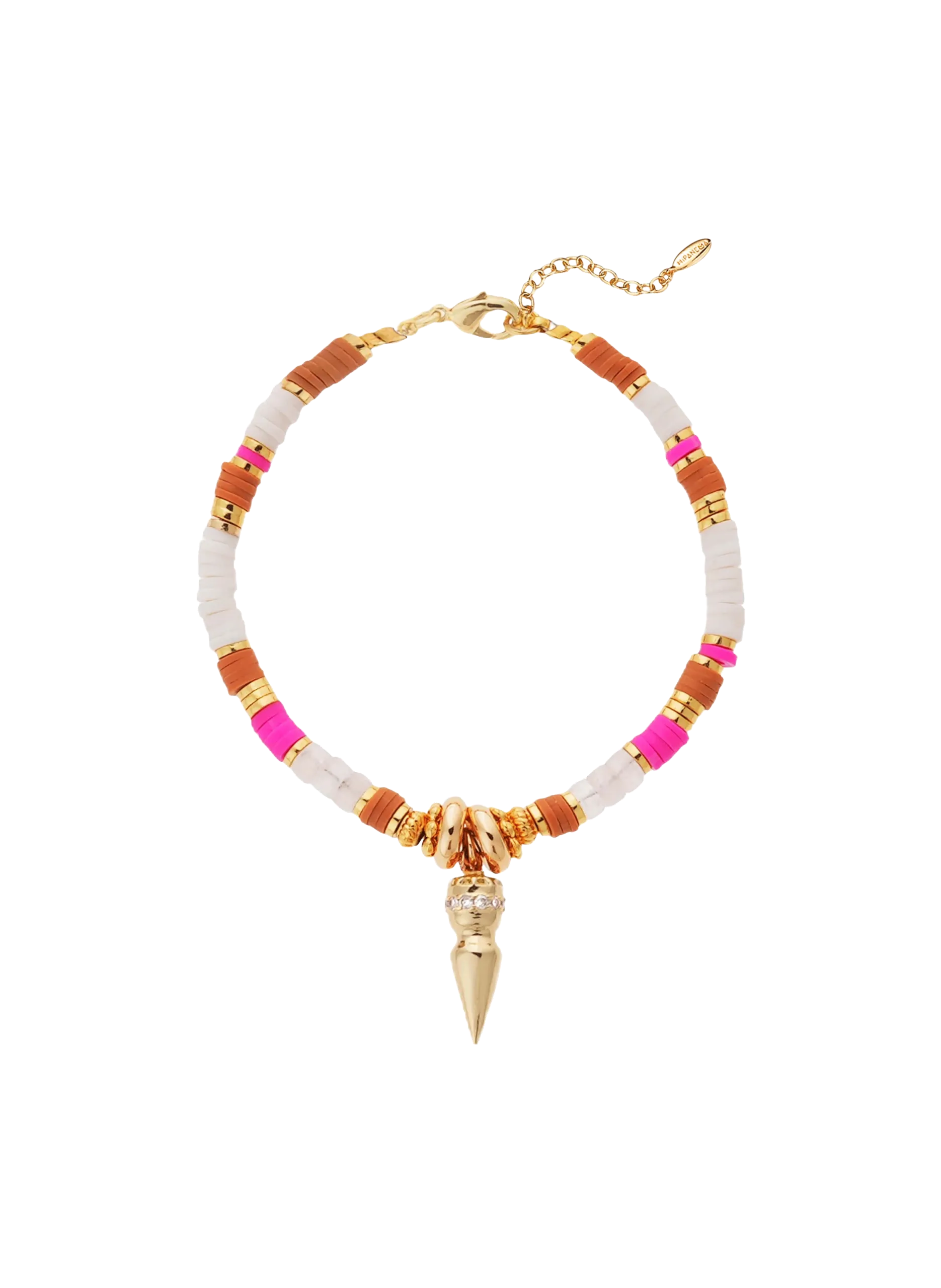 Bracelet avec perles et breloque réglable Marron BANGALOR