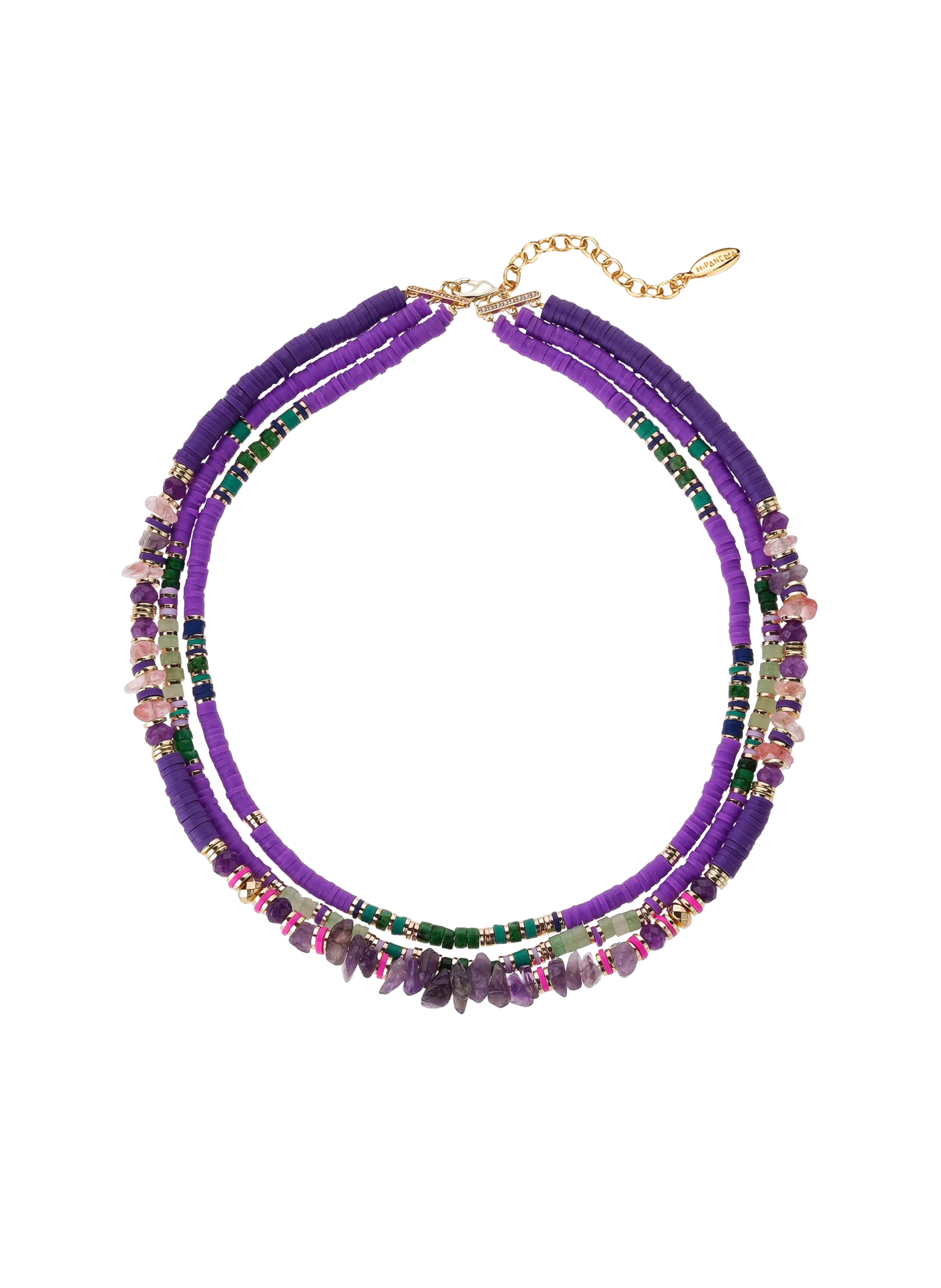 Collier multirang avec perles et sequins Violet TRION