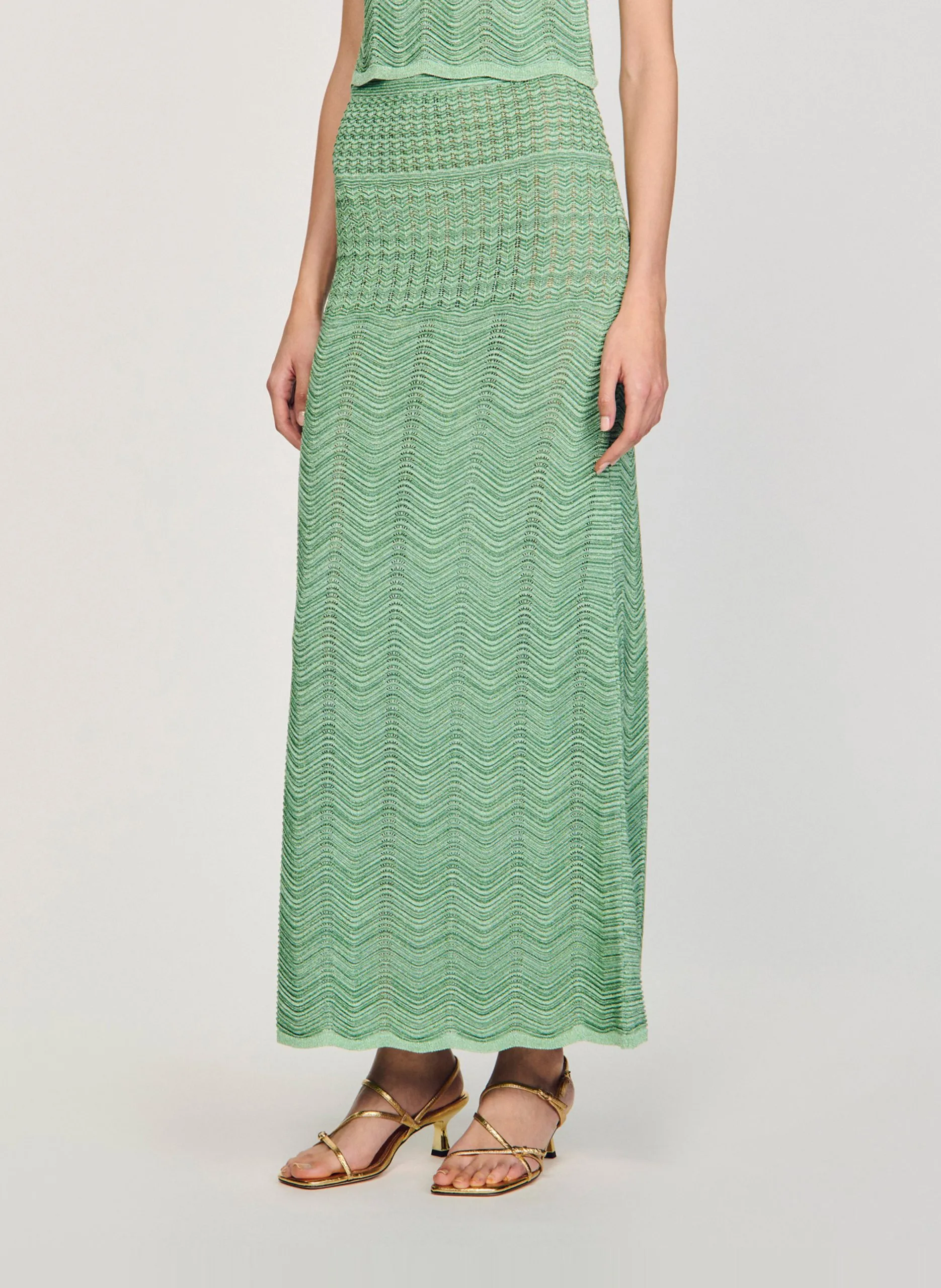 Jupe longue en crochet Vert