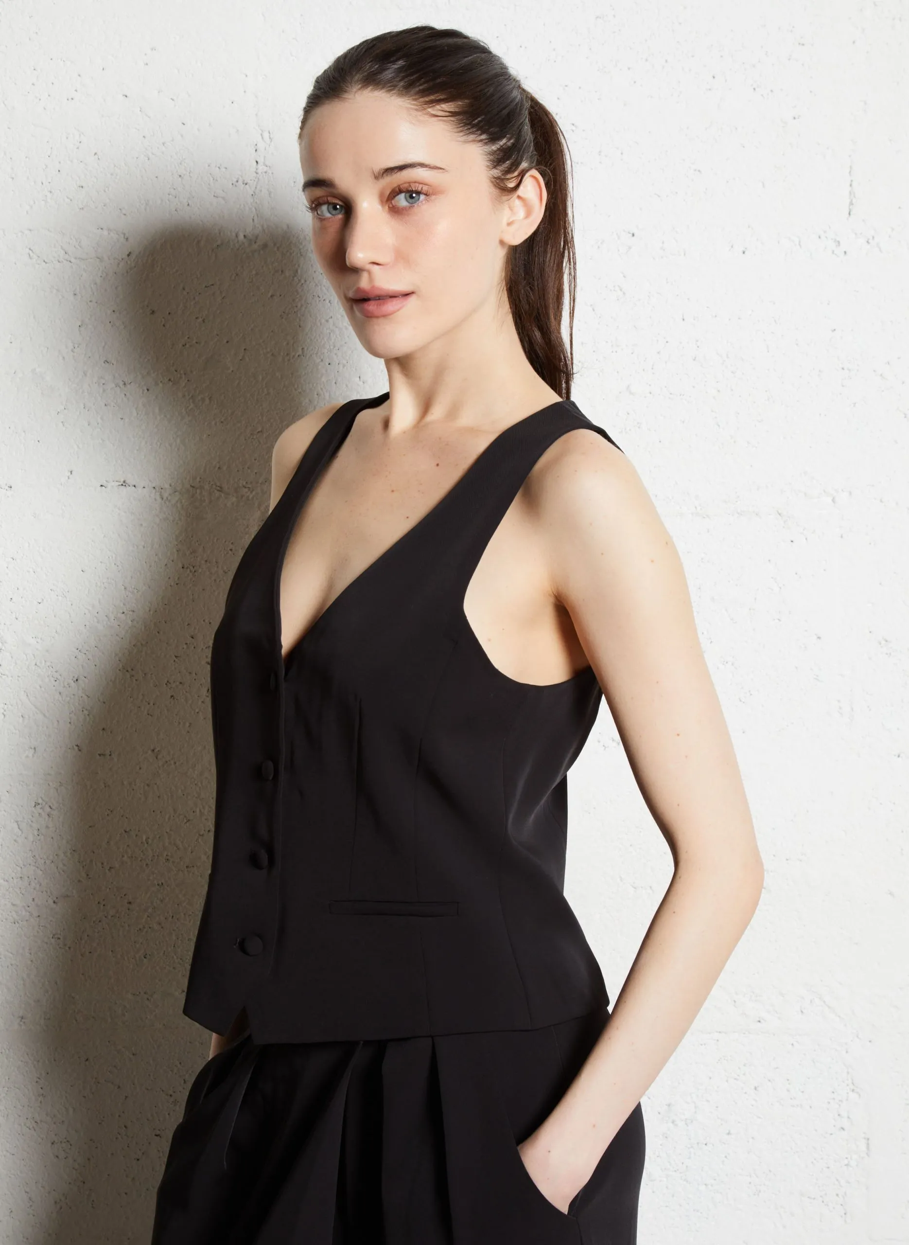 Gilet de costume droit Noir NAYA