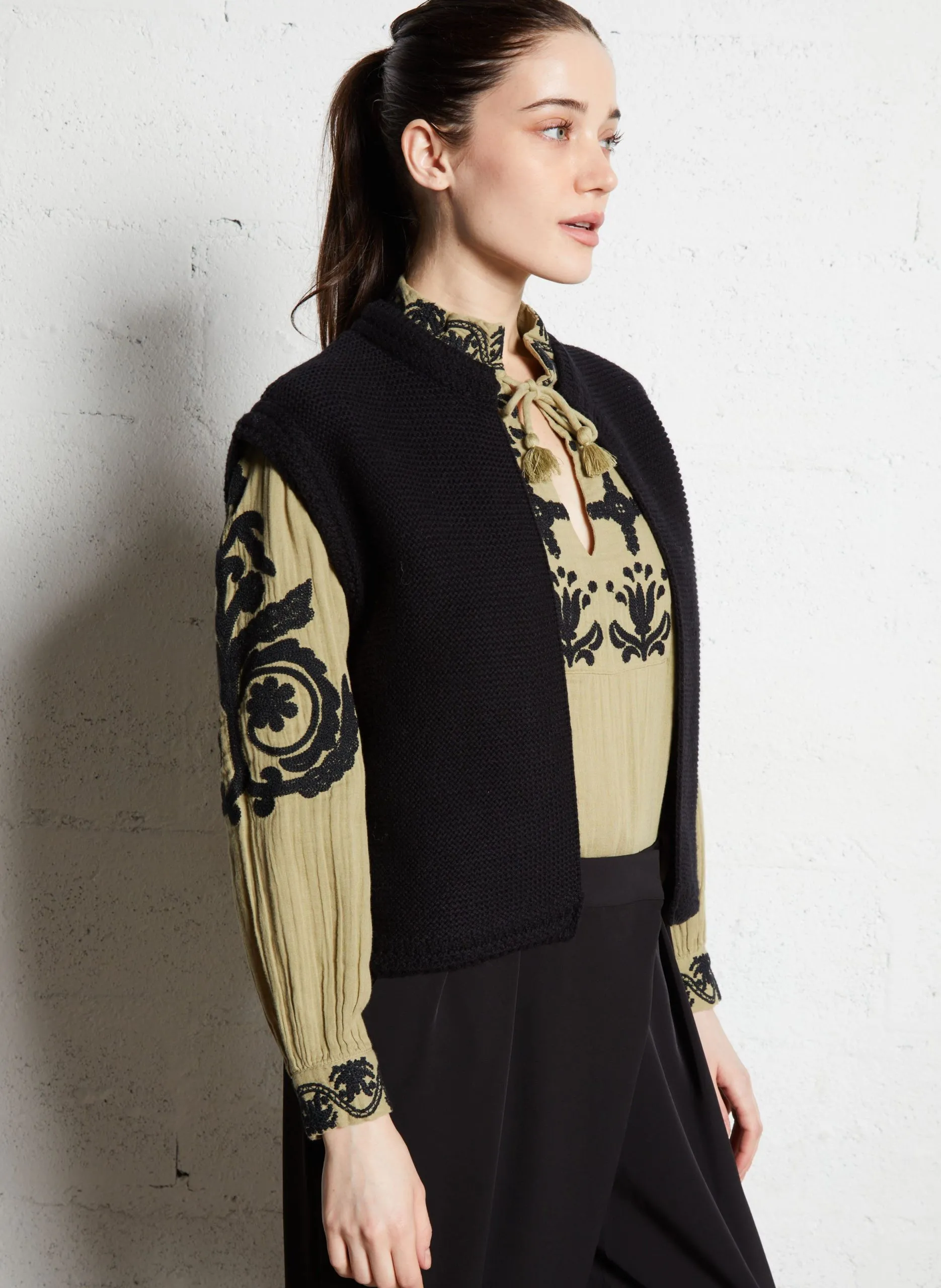 Gilet sans manches en coton mélangé Noir SONNY