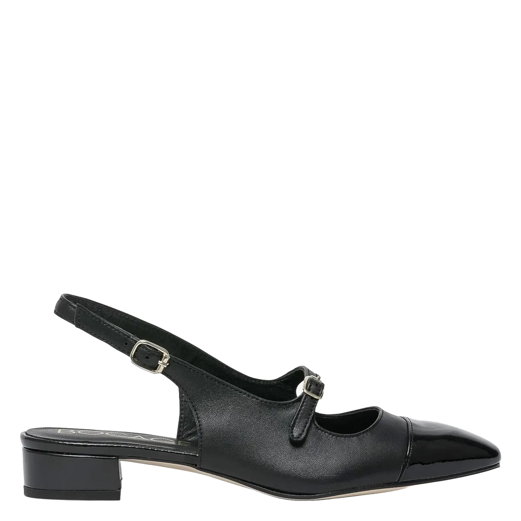 Sandales à petit talon en cuir Noir SWANN