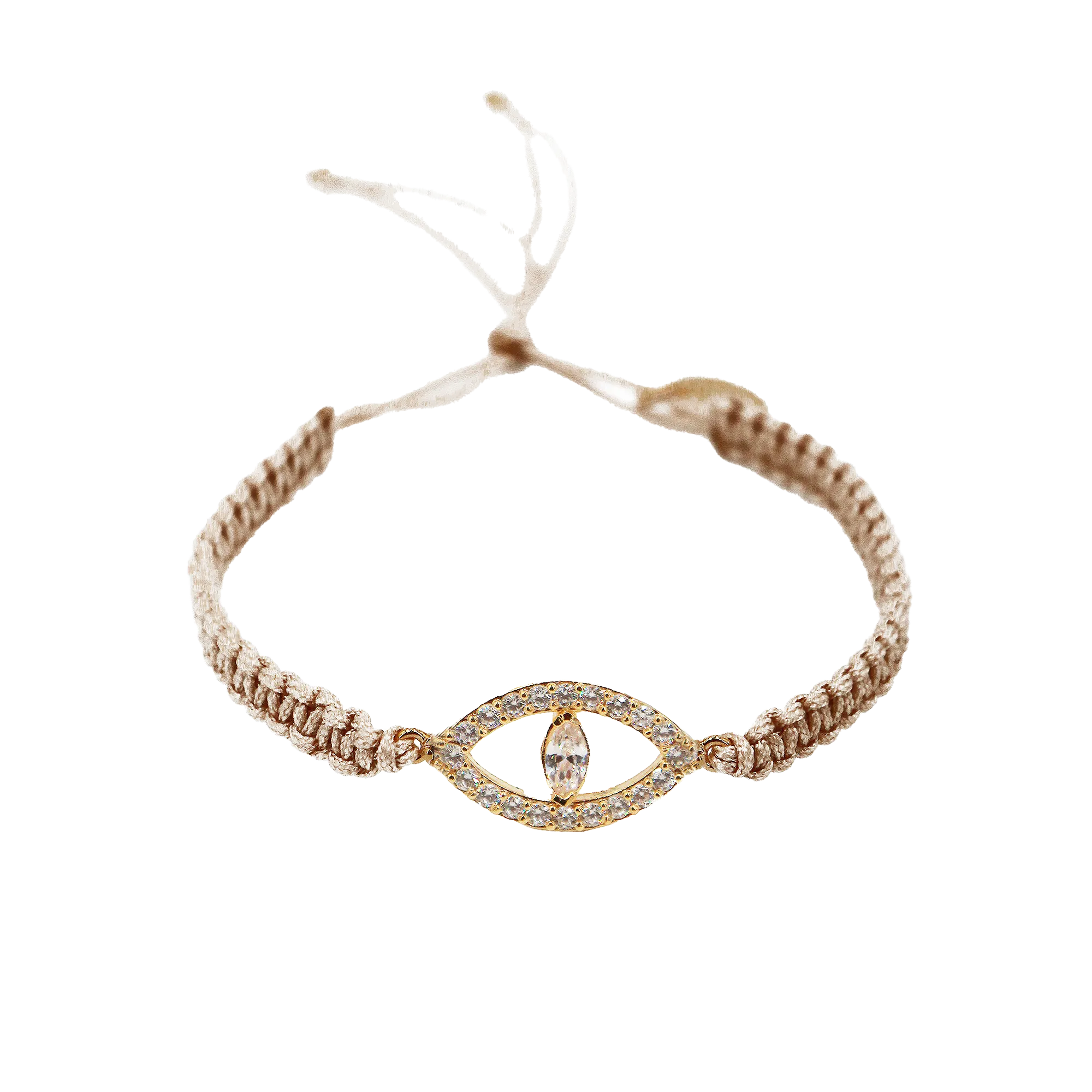 Bracelet macramé plaqué or nazar Beige BRACELET PLAQUÉ OR NAZAR