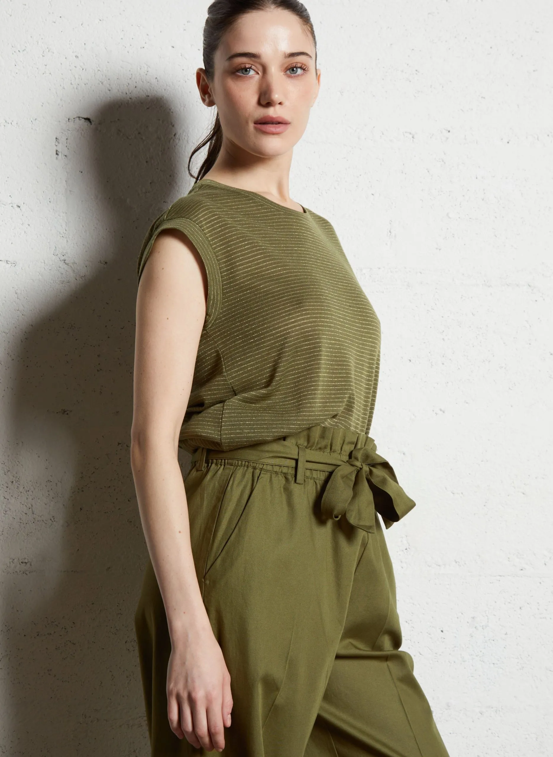 Tee-shirt droit à rayures Vert