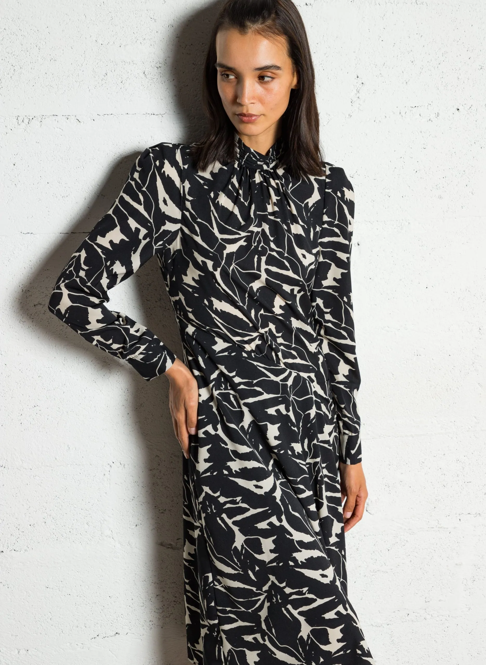 Robe midi imprimée Noir