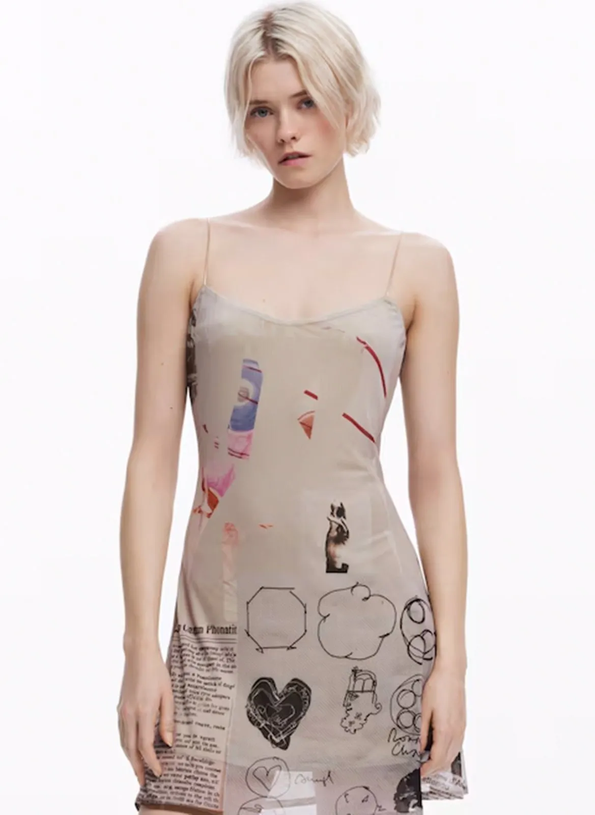 Robe courte imprimée Marron