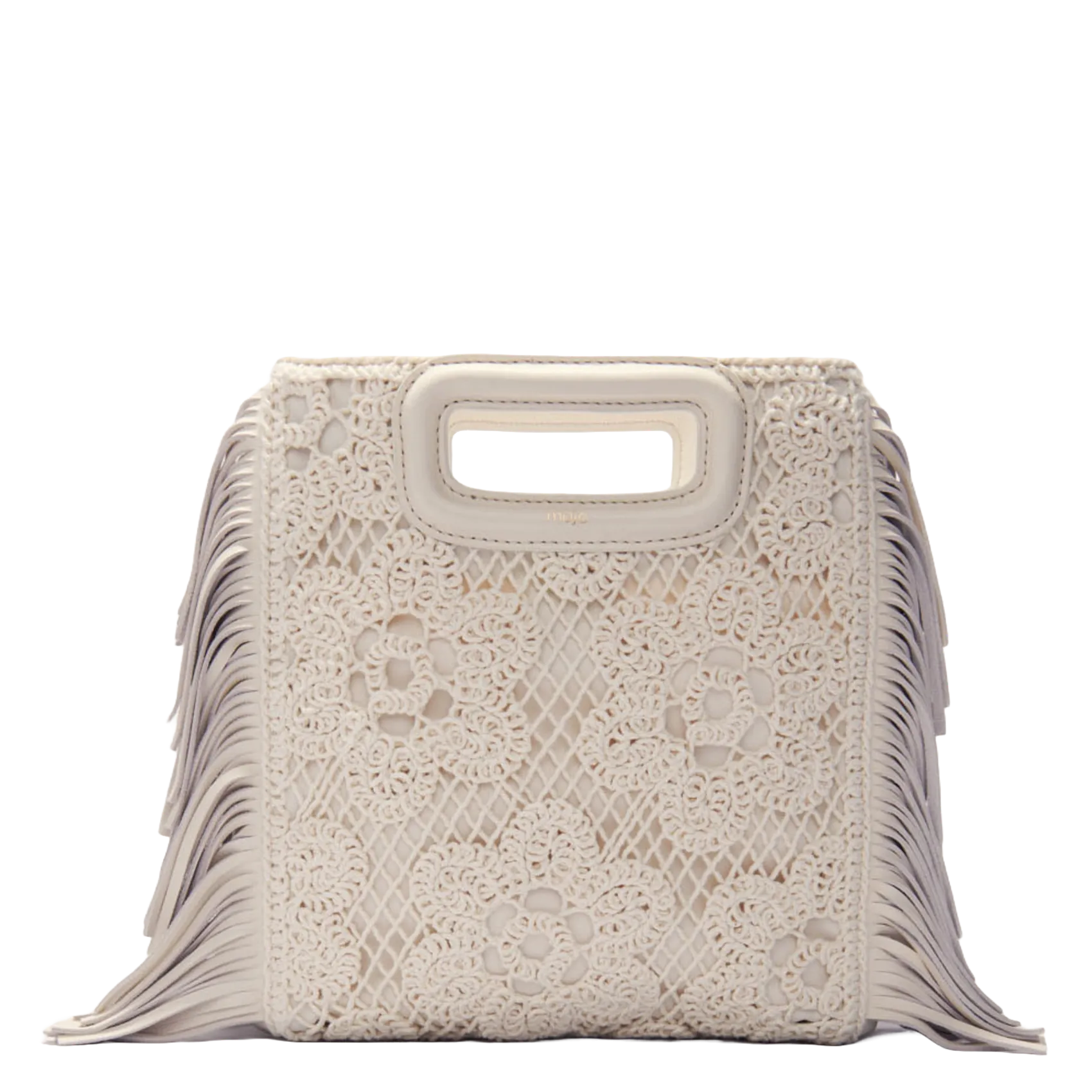 Sac bandoulière brodé à franges Beige M