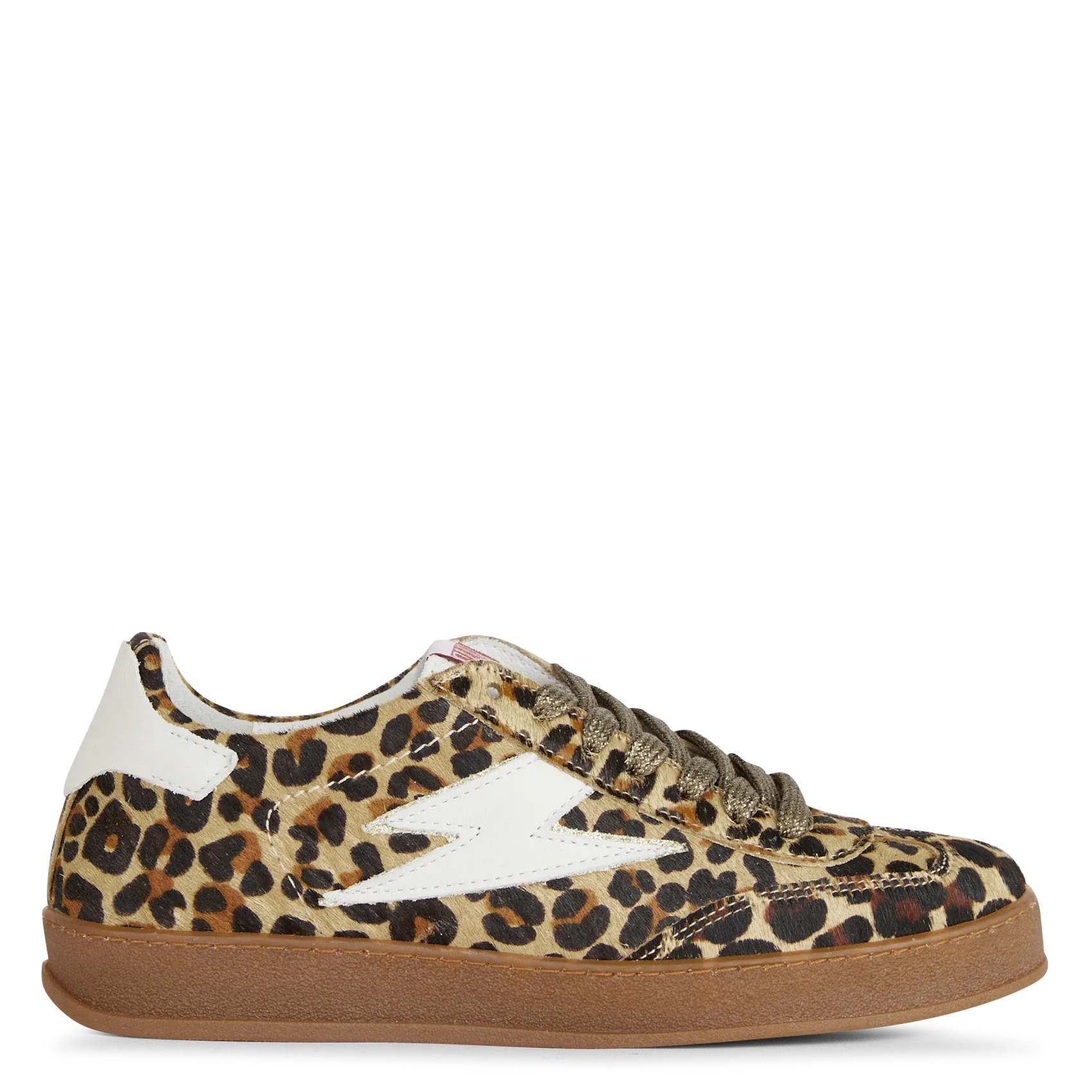 Baskets basses léopard en cuir mélangé Marron RISY