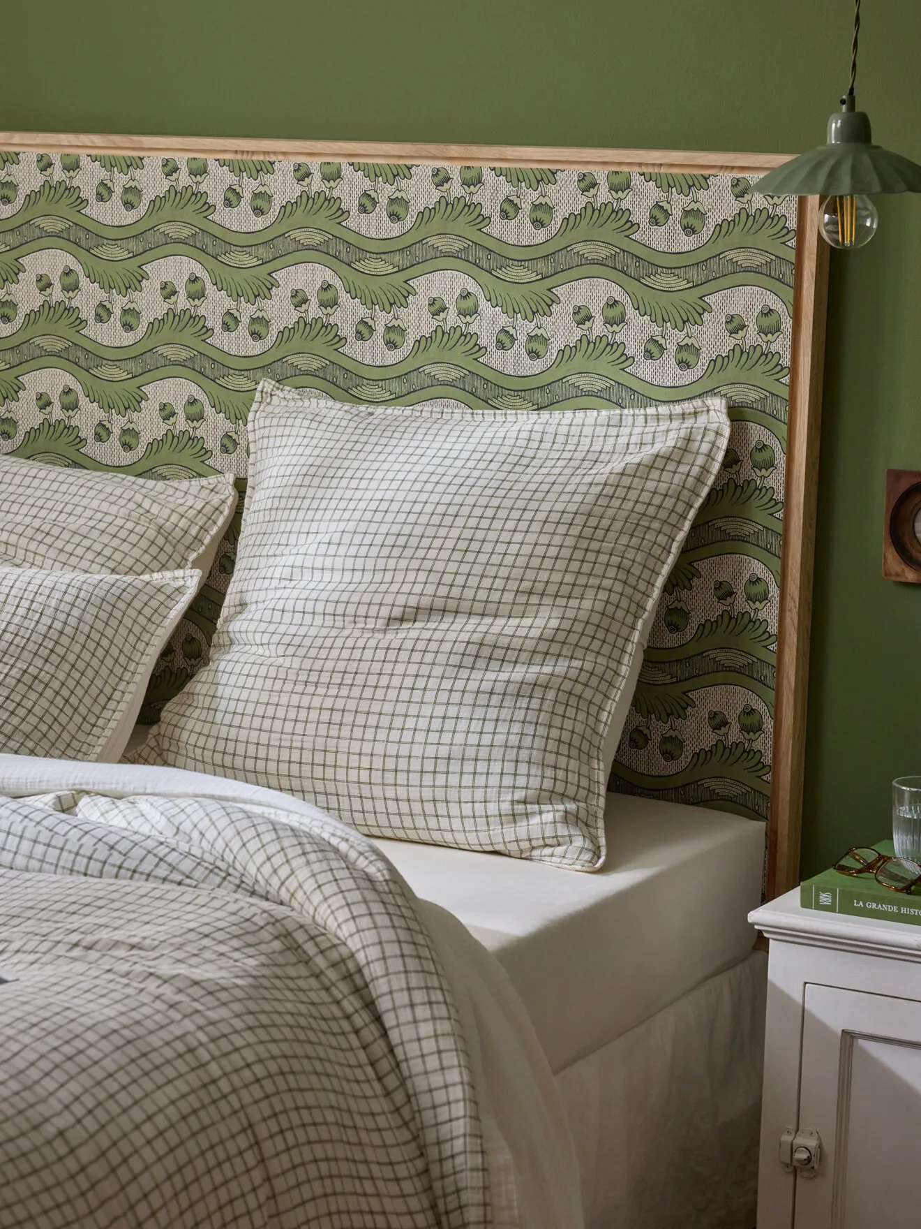 Taie d'oreiller gaze de coton "carreaux" Vert