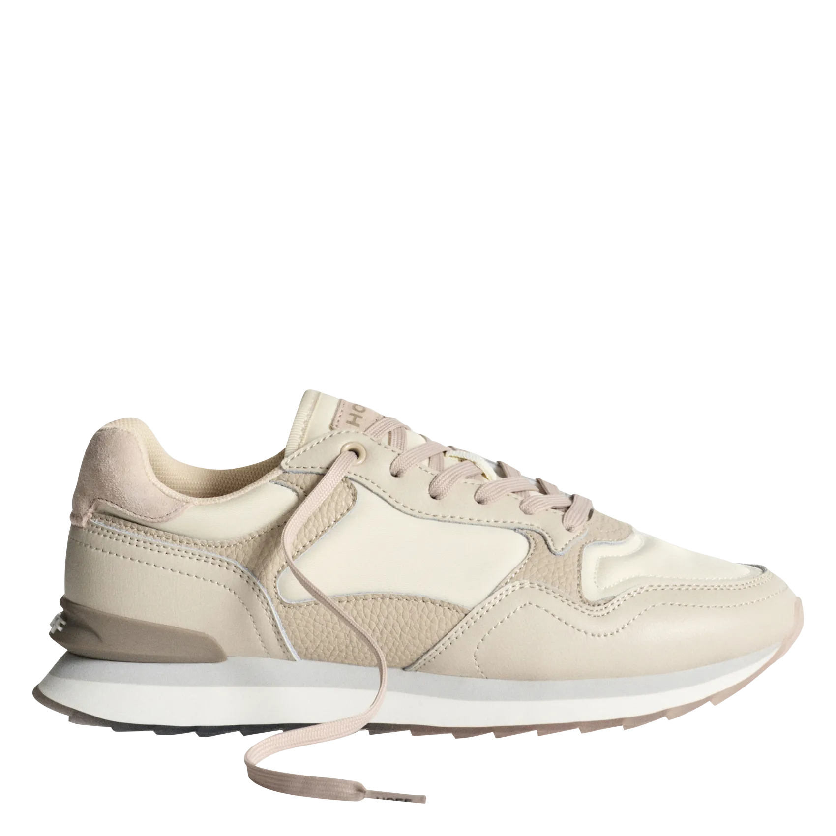 Baskets basses à lacets en cuir mélangé Blanc BEAUFORT