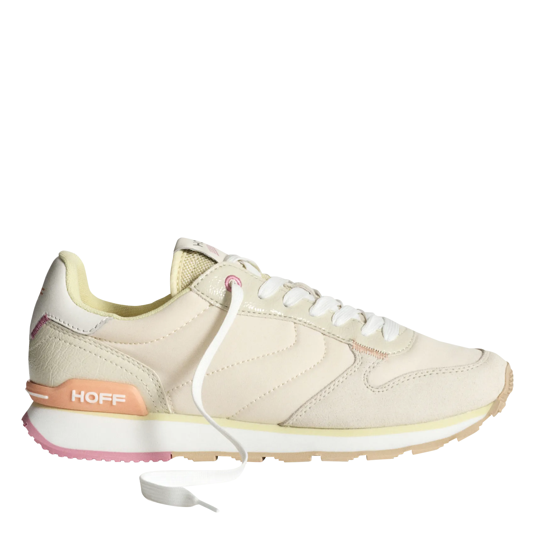 Baskets basses à lacets en cuir mélangé Beige TROEZEN