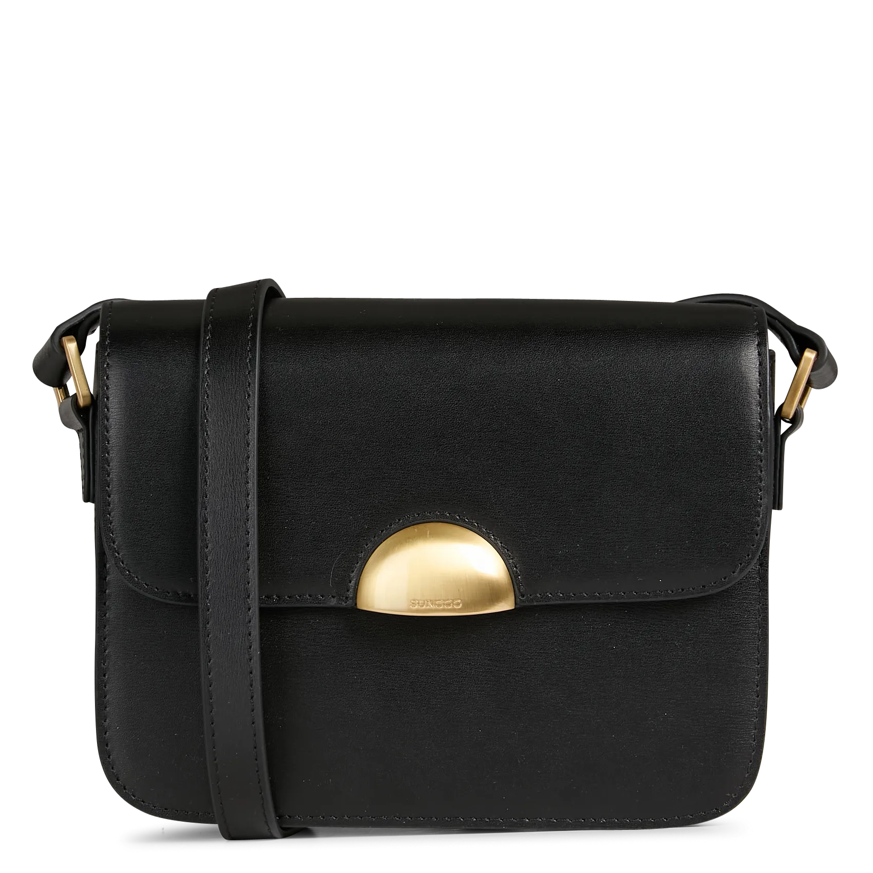 Sac bandoulière en cuir Noir NELLY
