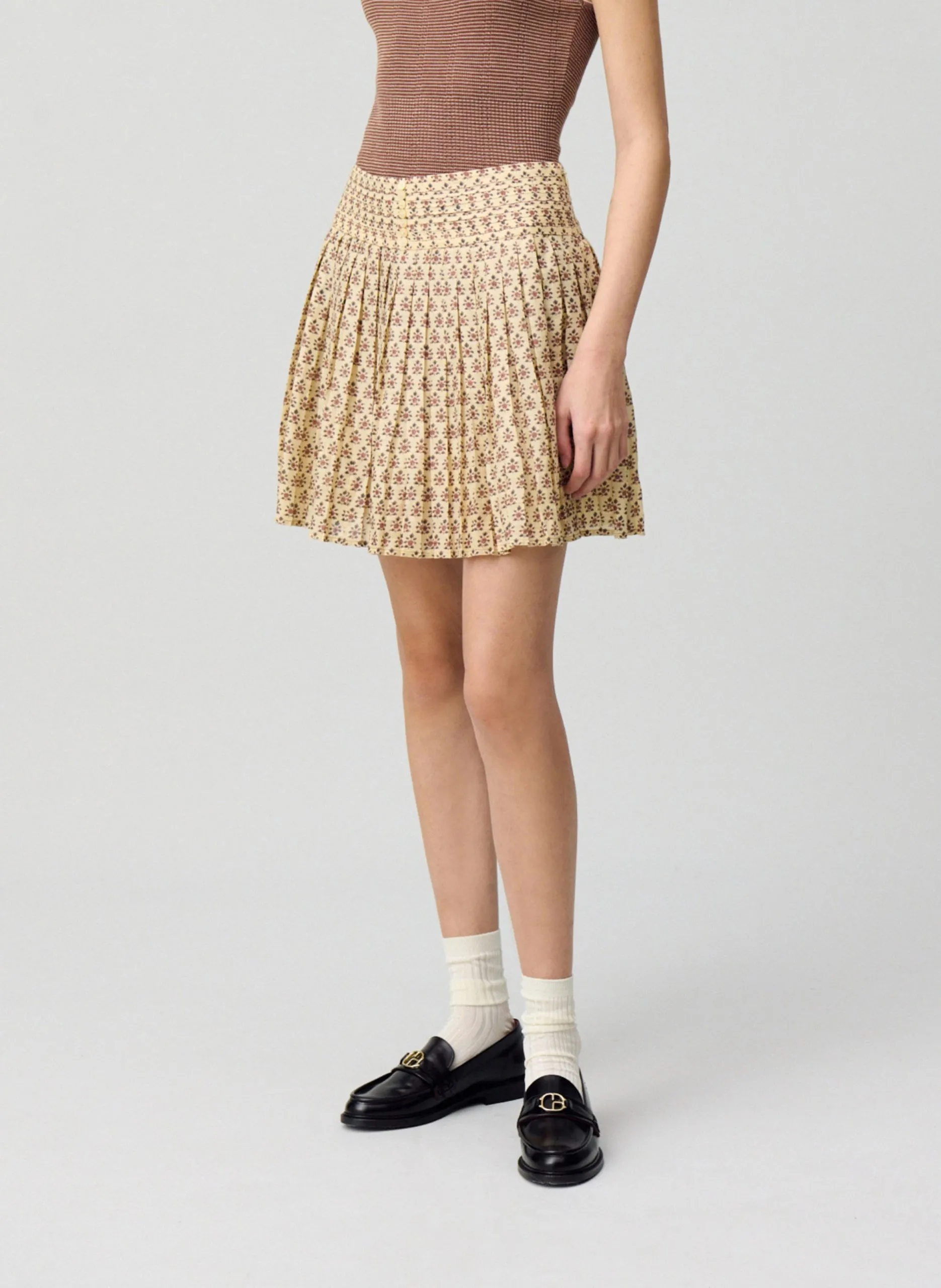 Jupe courte évasée imprimée Multicolore