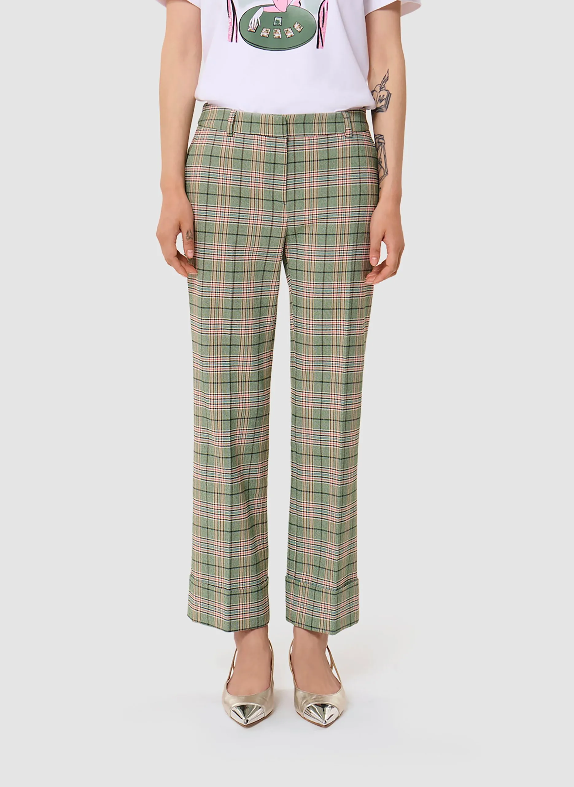 Pantalon droit à carreaux Vert PHILL