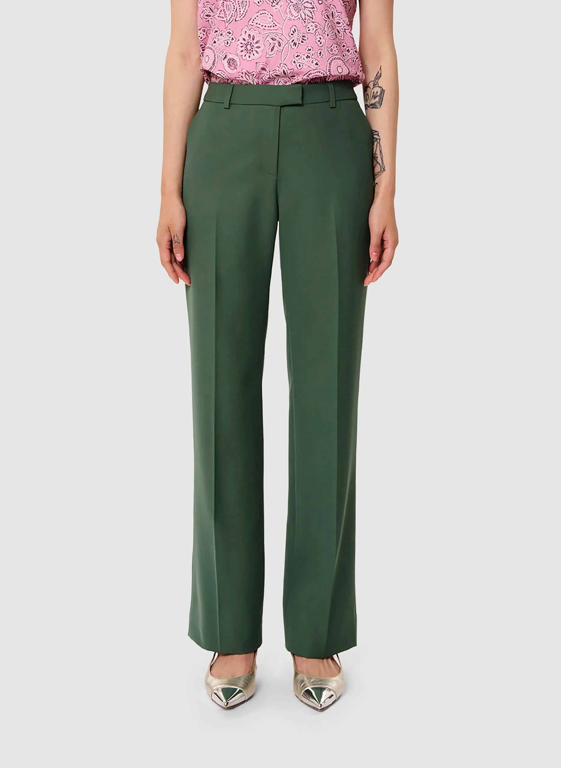 Pantalon tailleur en fibres recyclées mélangées Vert POUPEE