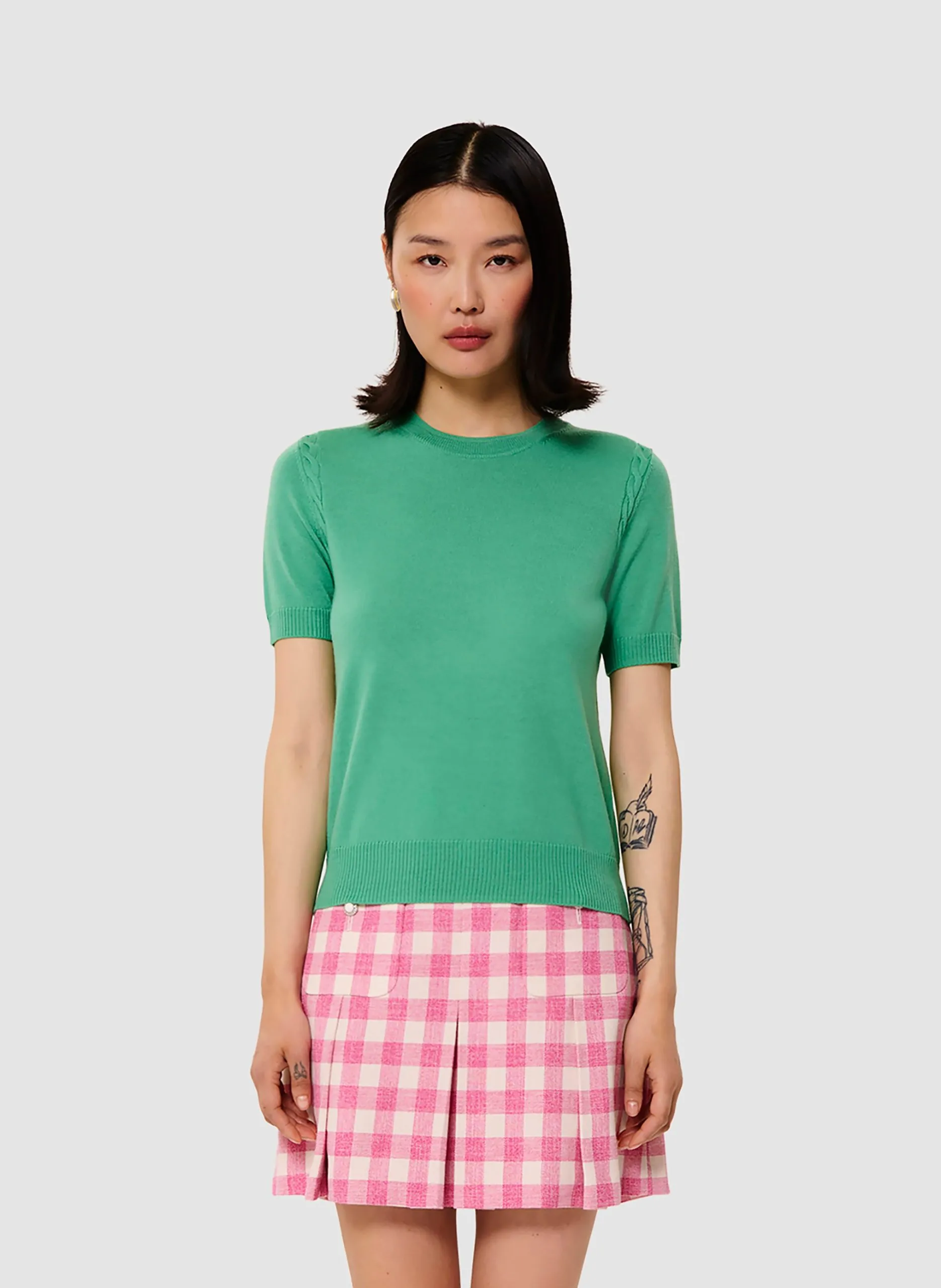 Pull col rond en laine Vert PICA