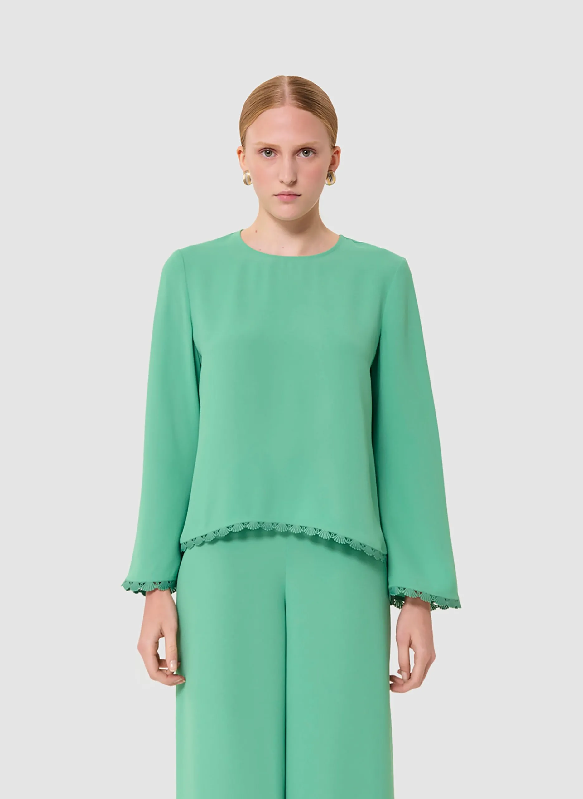 Top droit en crêpe Vert TAZZIO