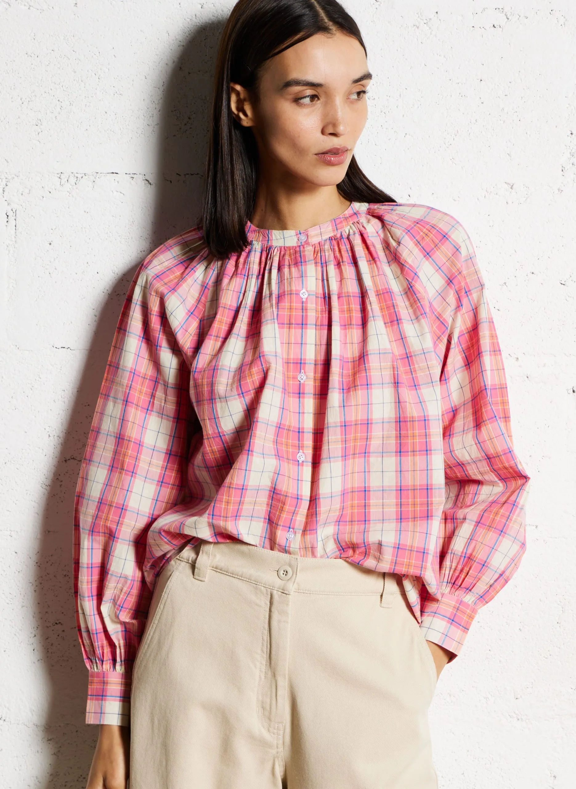 Chemise oversize col mao en coton Multicolore TEA