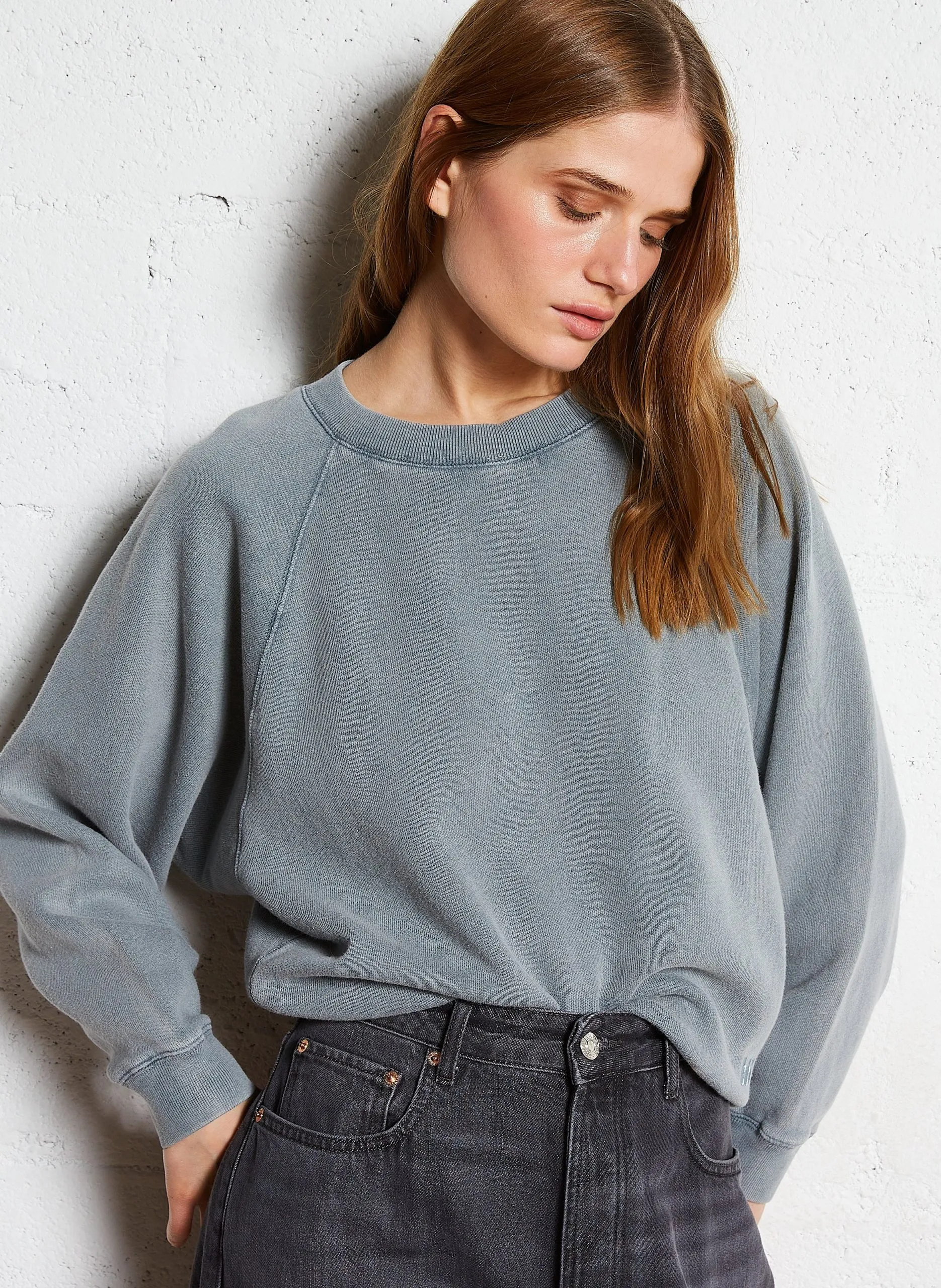 Sweat oversize col rond en coton mélangé Noir FELLA