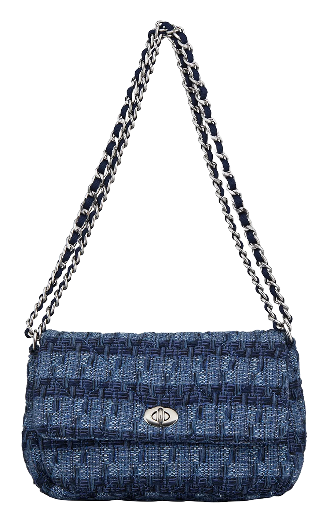 Sac bandoulière tissé à rabat Bleu