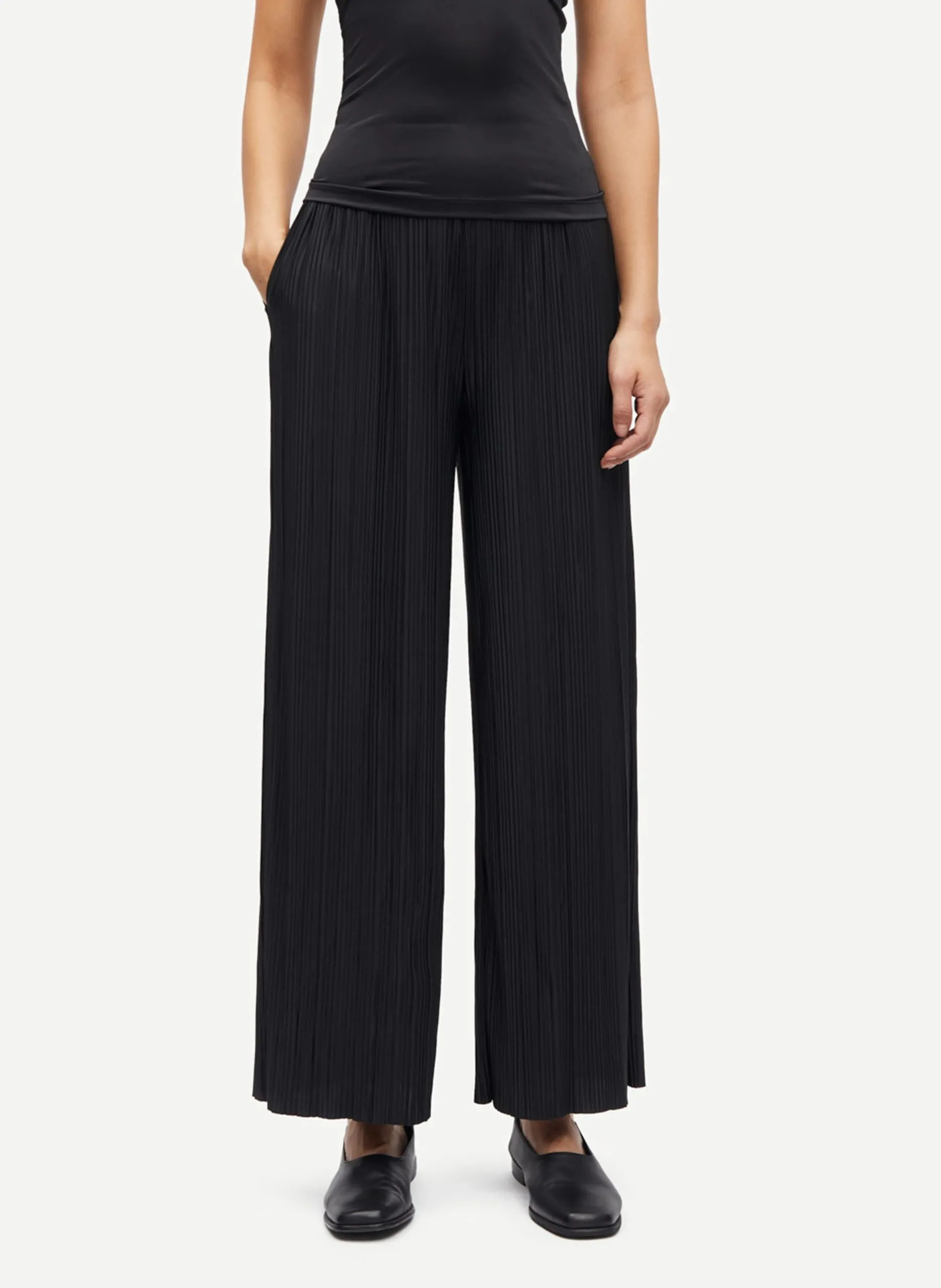 Pantalon large plissé Noir UMA
