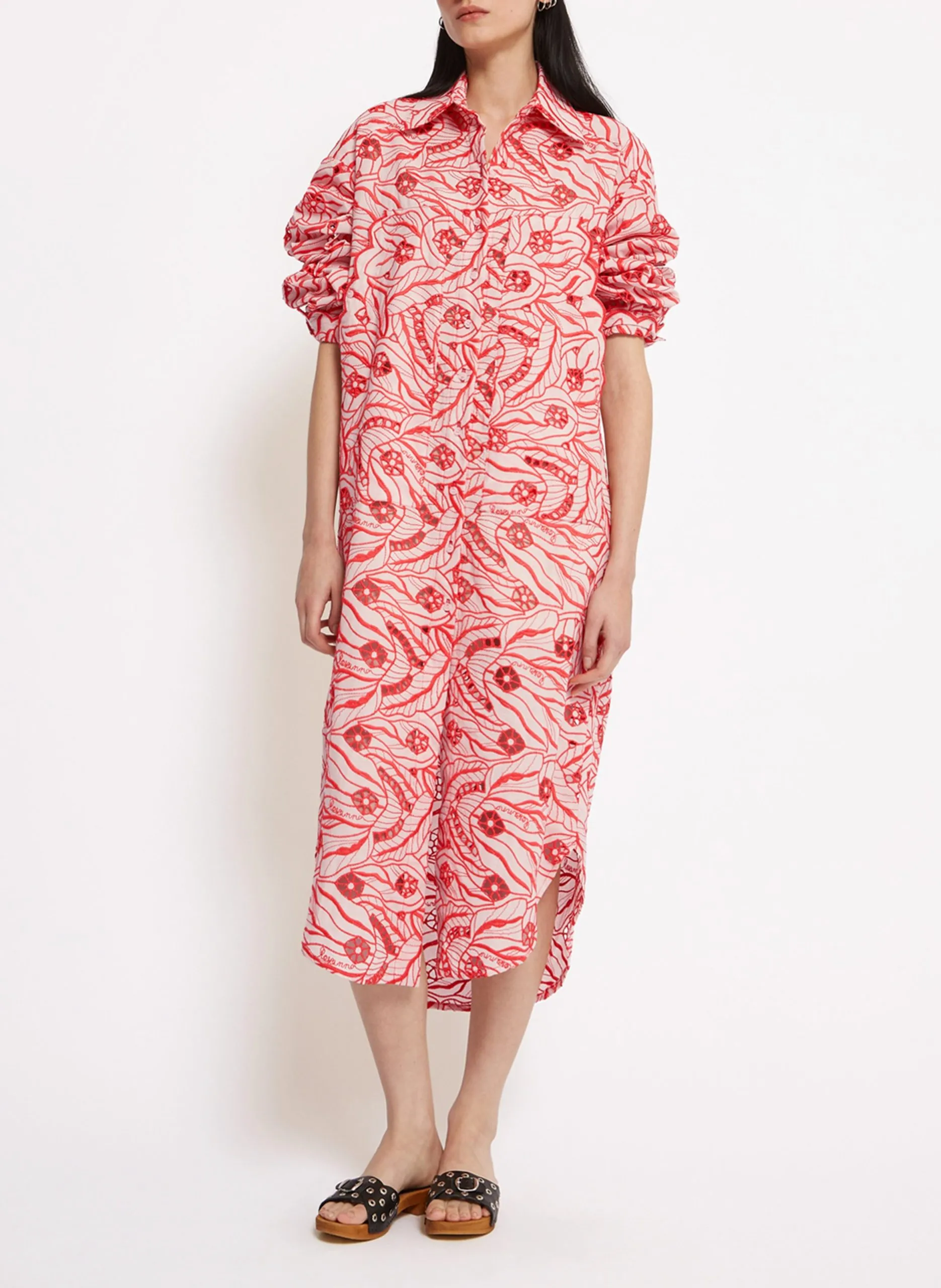 Robe longue col classique Rose SCOOP