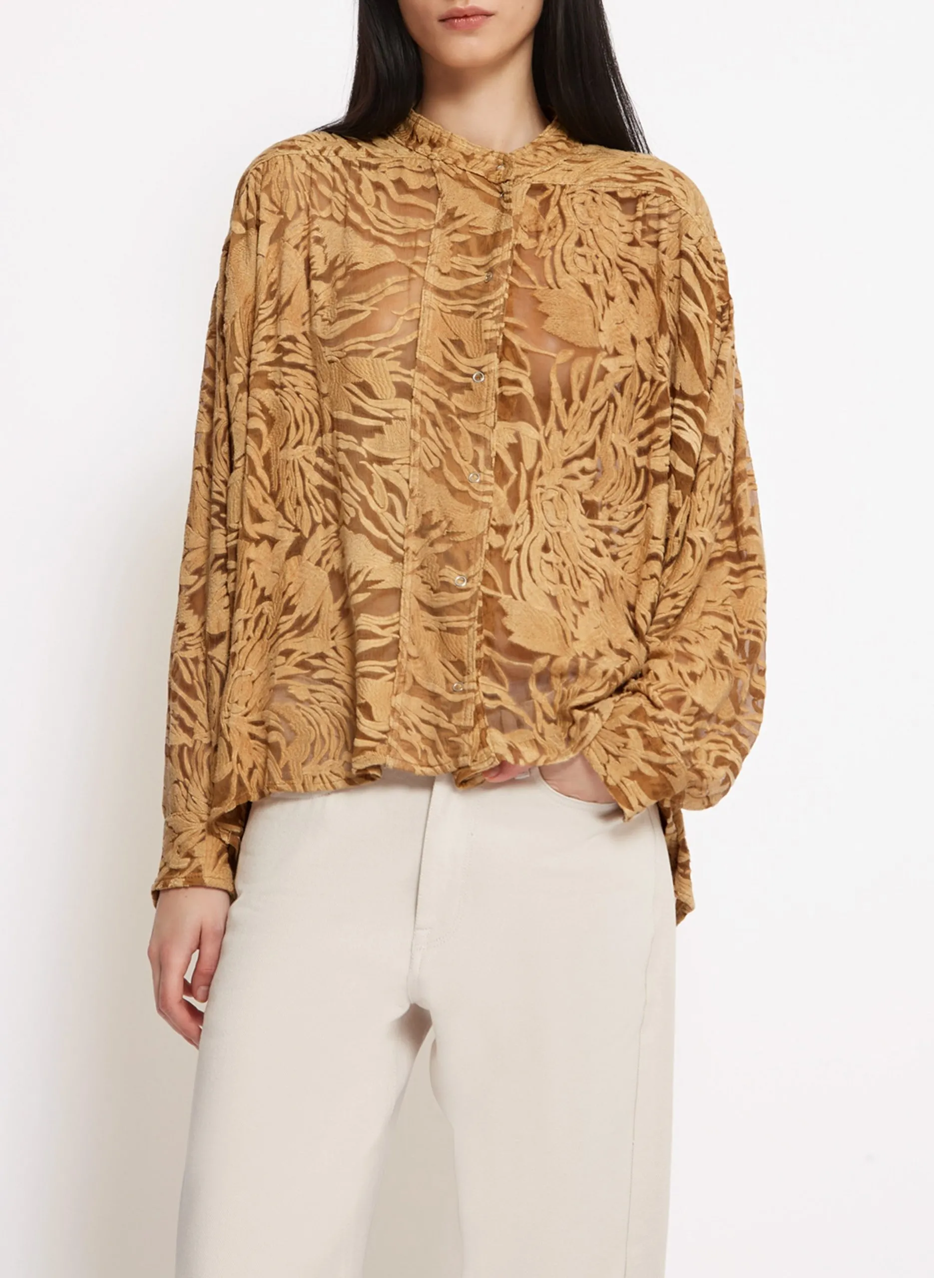 Chemise oversize en soie Marron RICCO