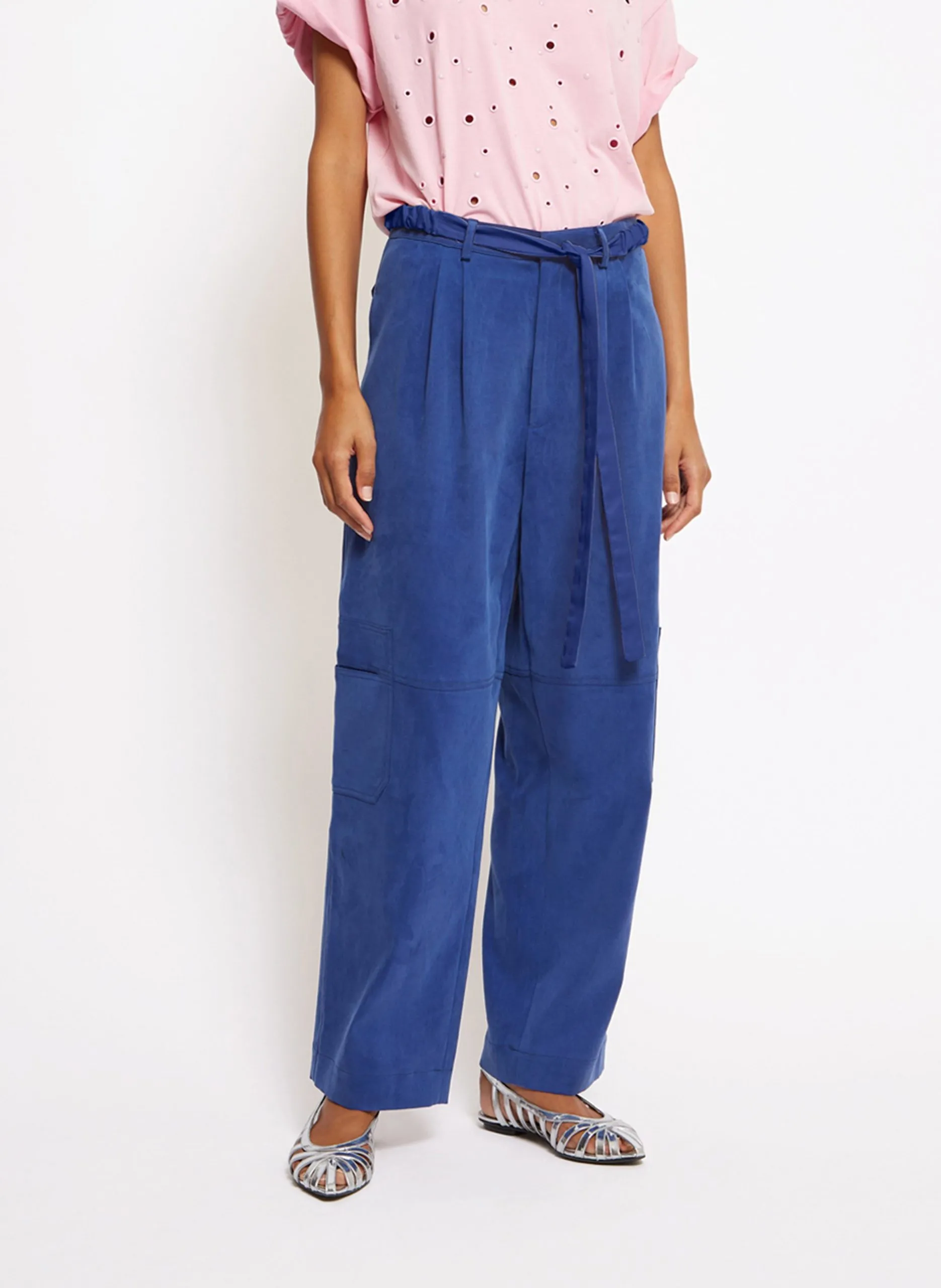 Pantalon large velours Bleu JEWEL