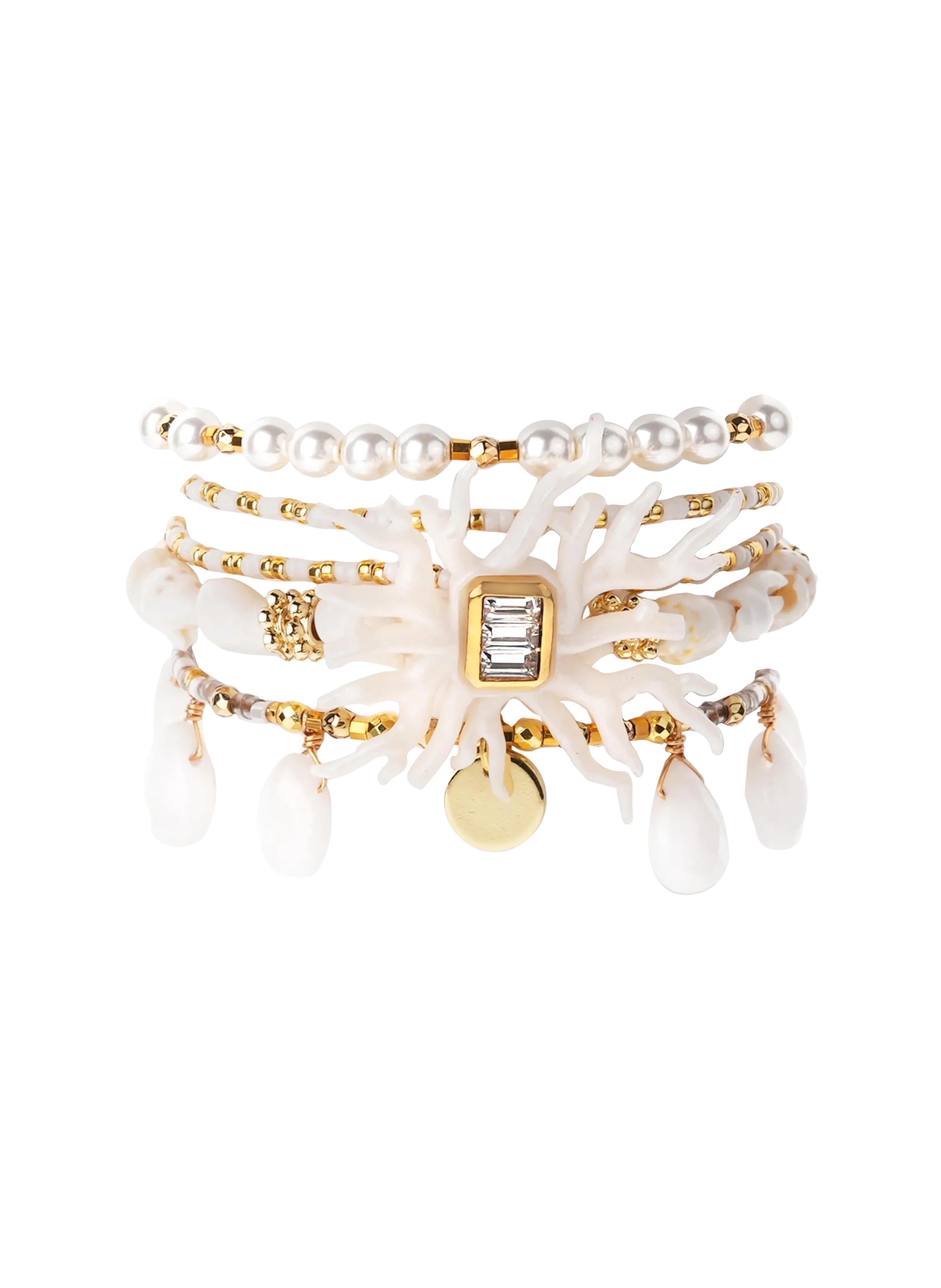 Bracelet manchette multiliens avec fermoir aimanté Blanc EGERIE