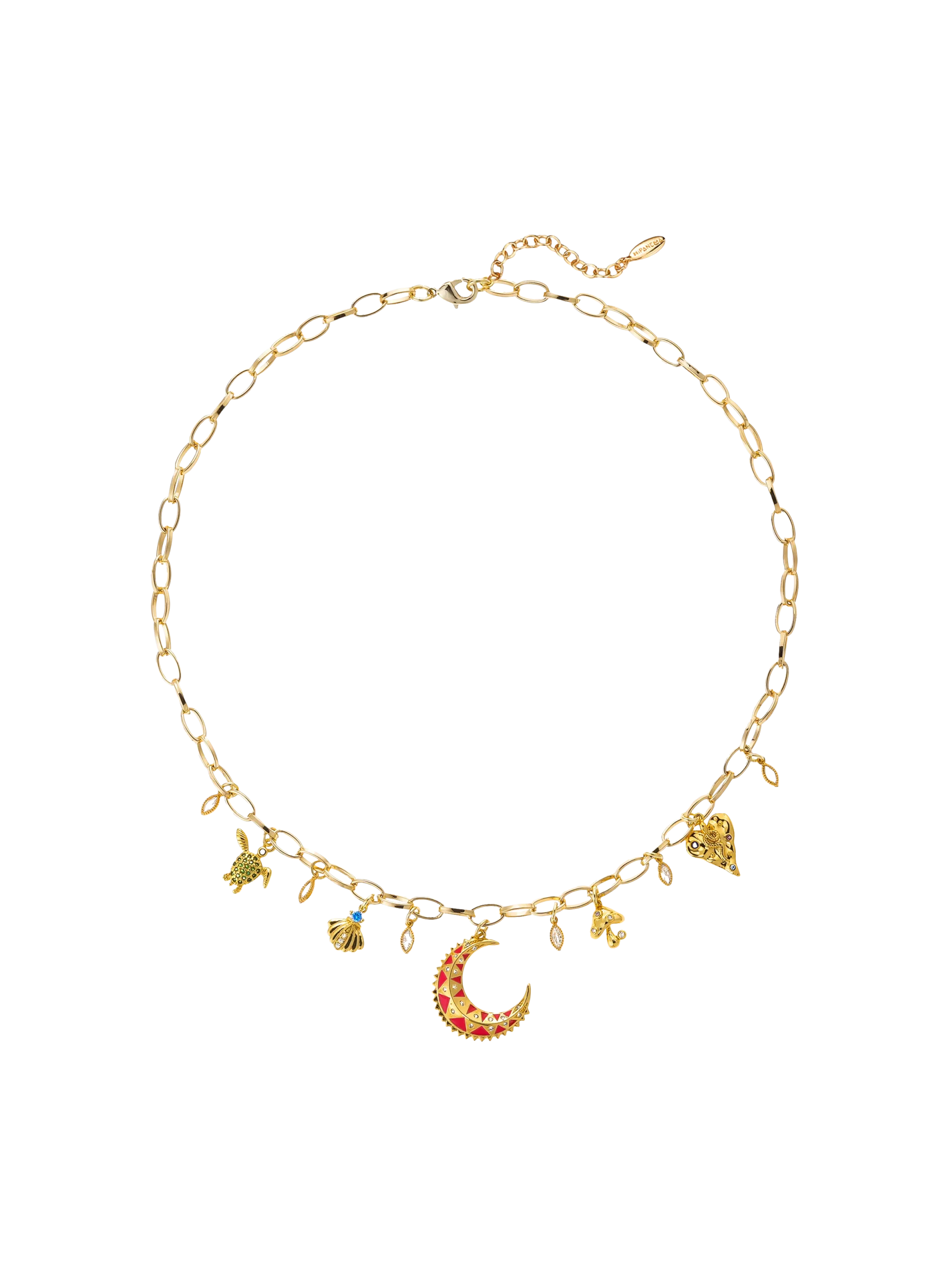 Collier ras de cous avec pampilles et charms Rouge CHUPITO