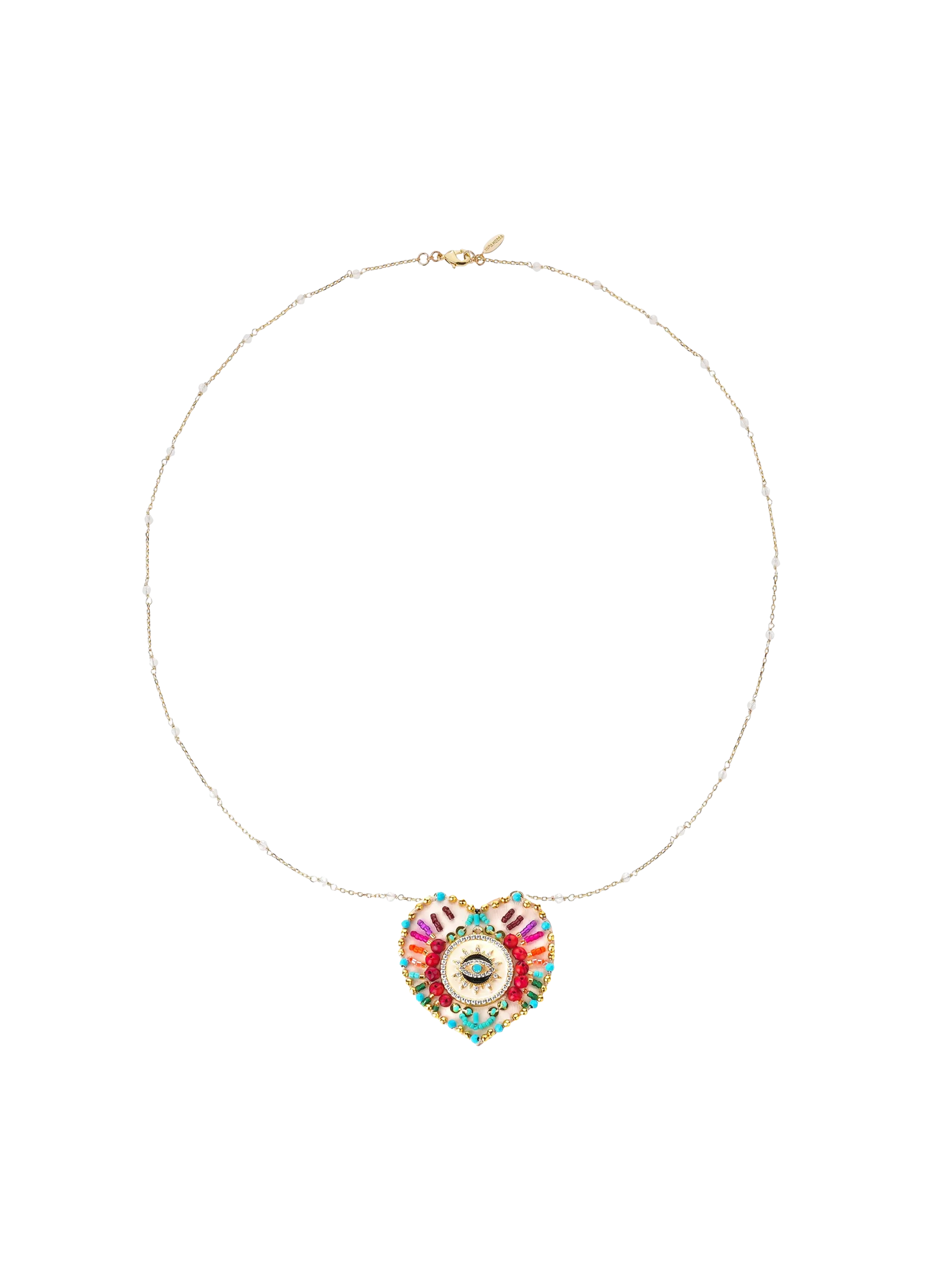 Collier chaîne avec charm central avec perles Blanc JANEIRA