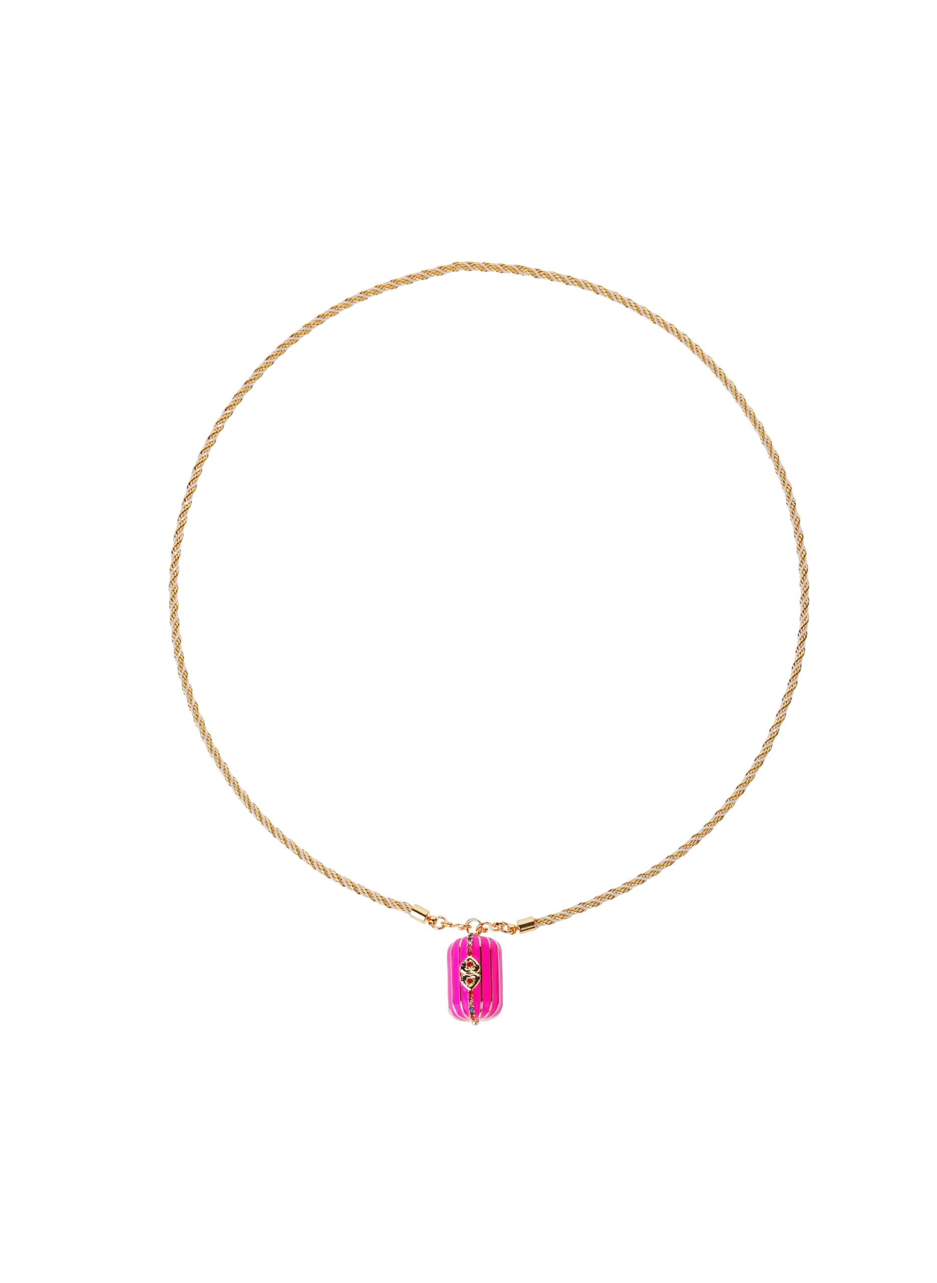 Collier sautoir en cordon avec charm central Rose FELICE