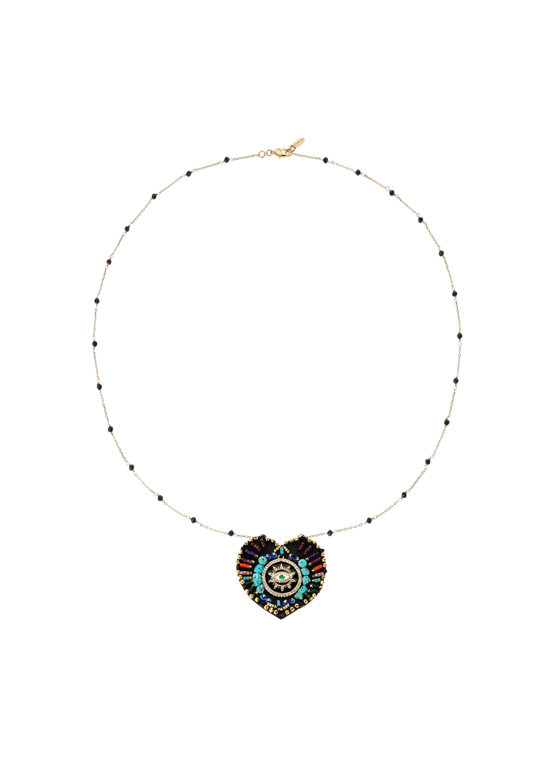 Collier chaîne avec charm central avec perles Noir JANEIRA