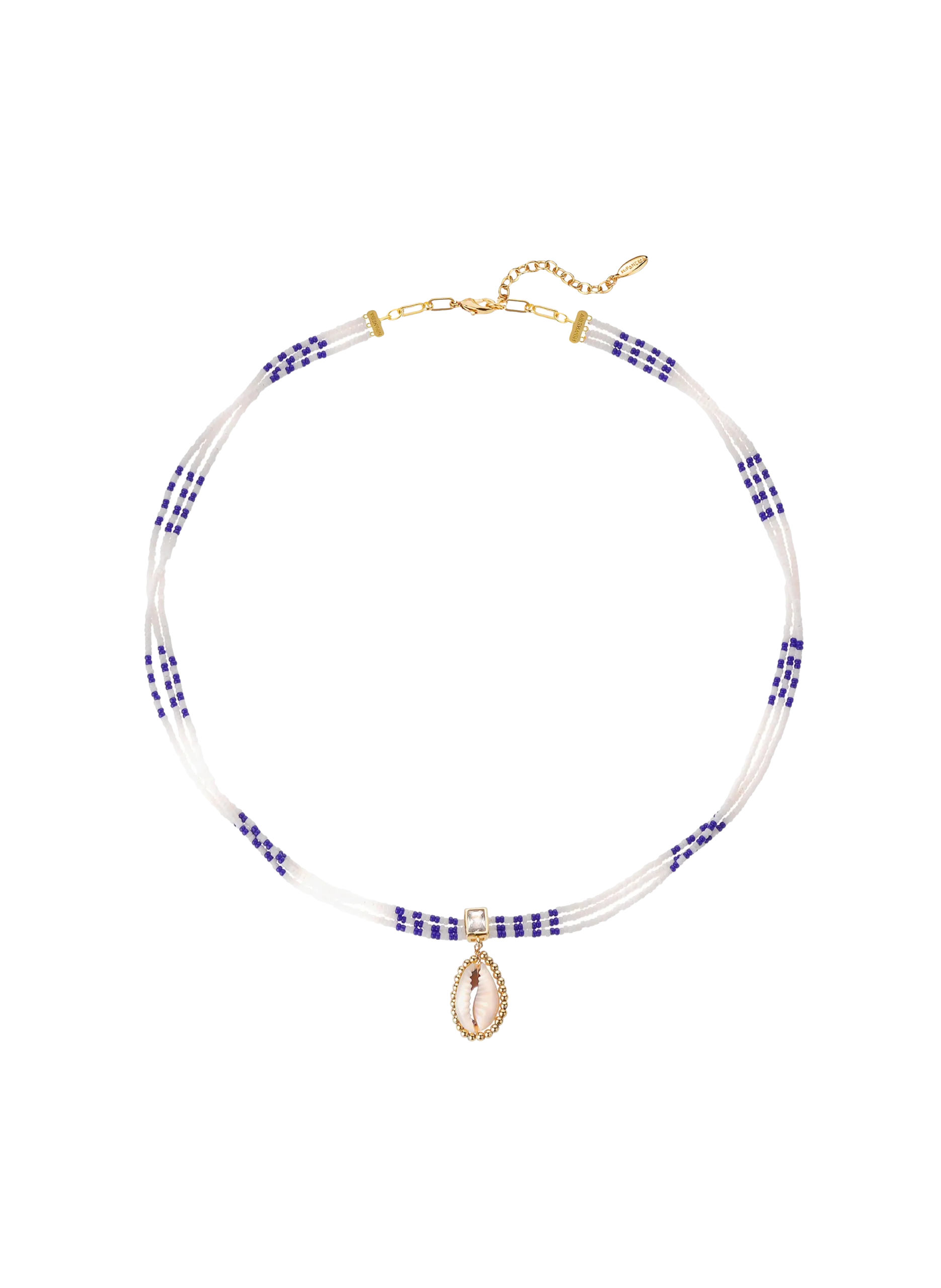 Collier ajustable multirang avec perle et pendentif central Blanc NYMPHE