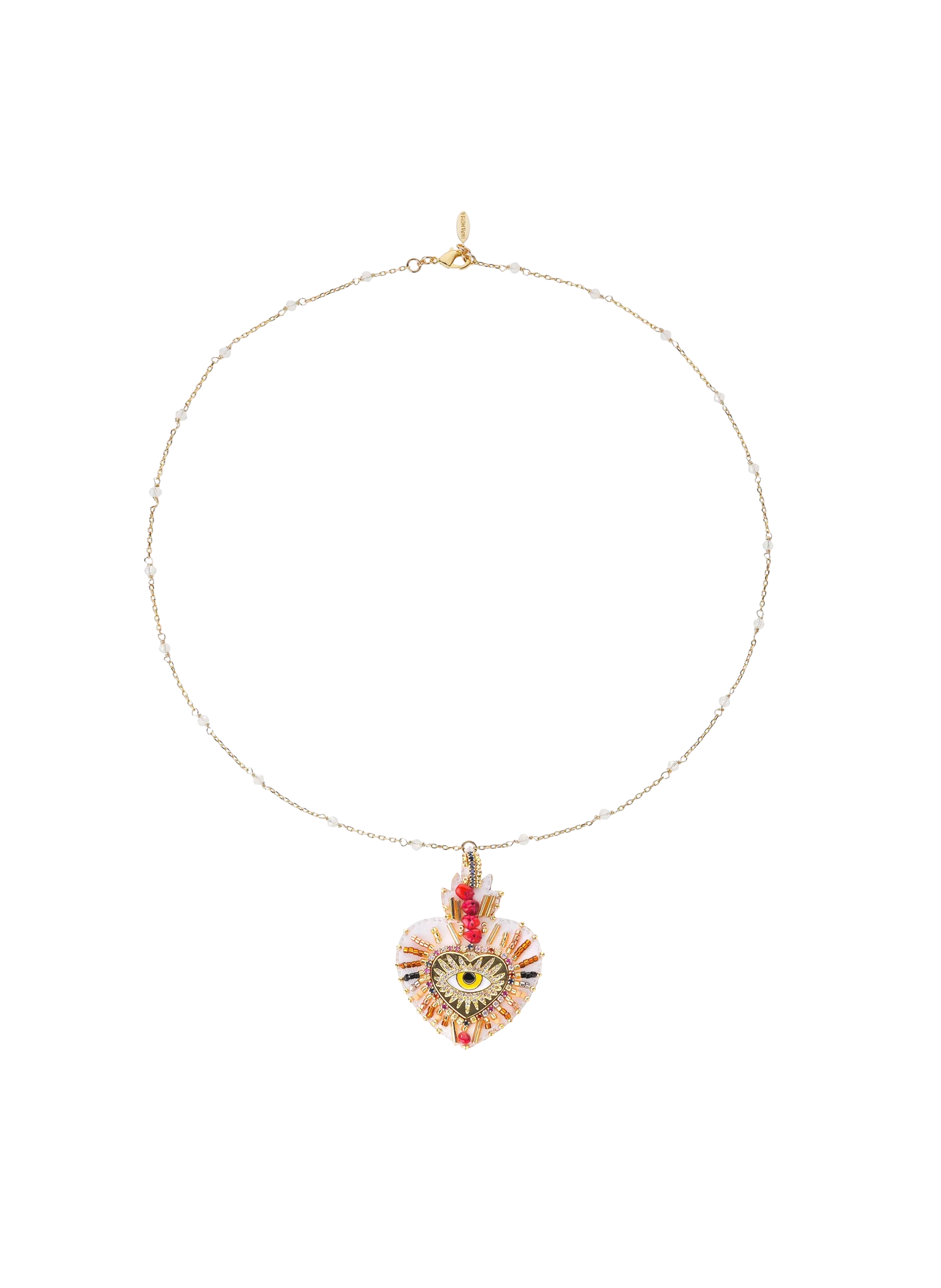 Collier avec charm central et perles Blanc FORTUNA