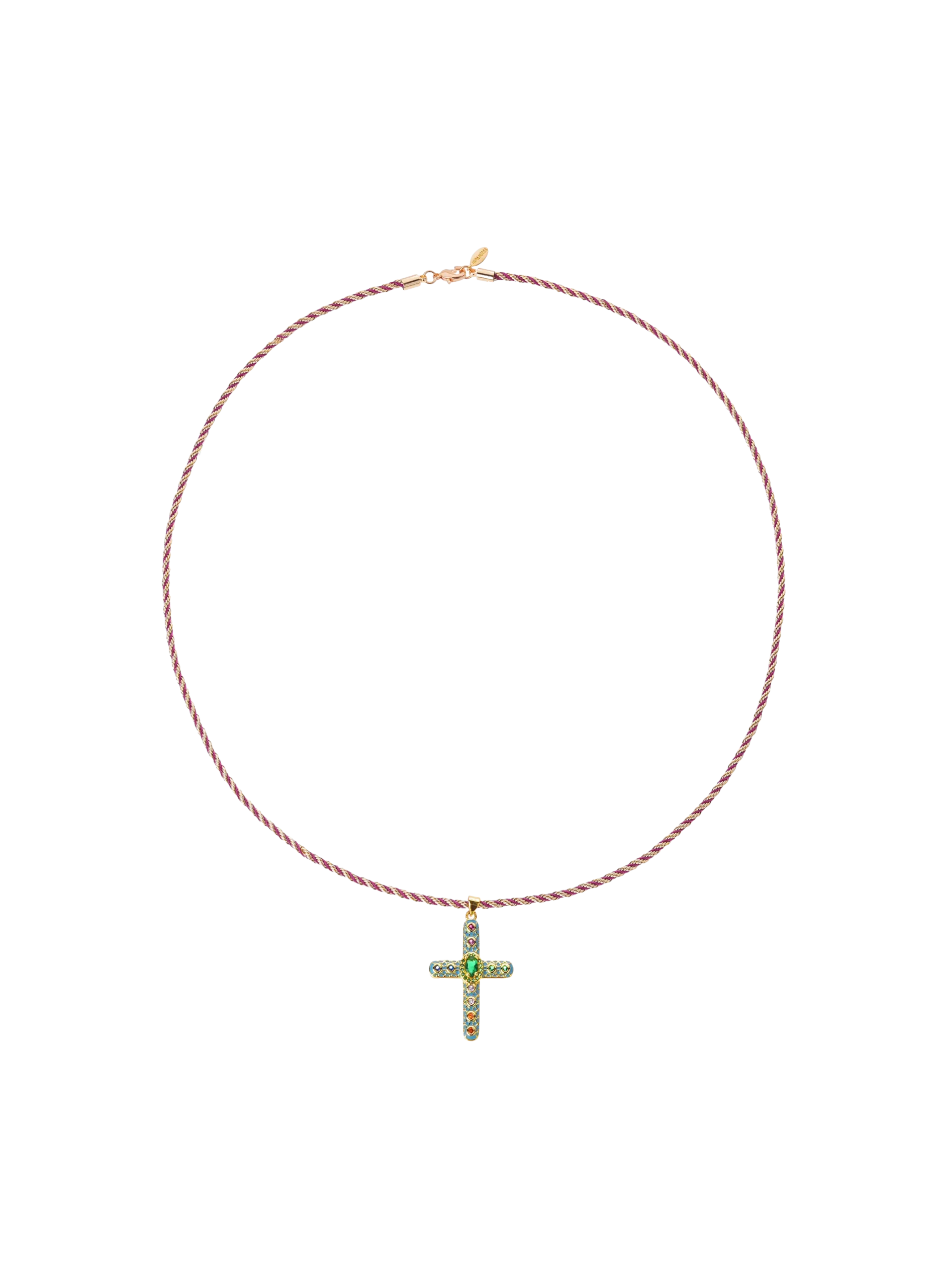 Collier chaîne avec cordon coloré et pendentif Vert BONIFACE