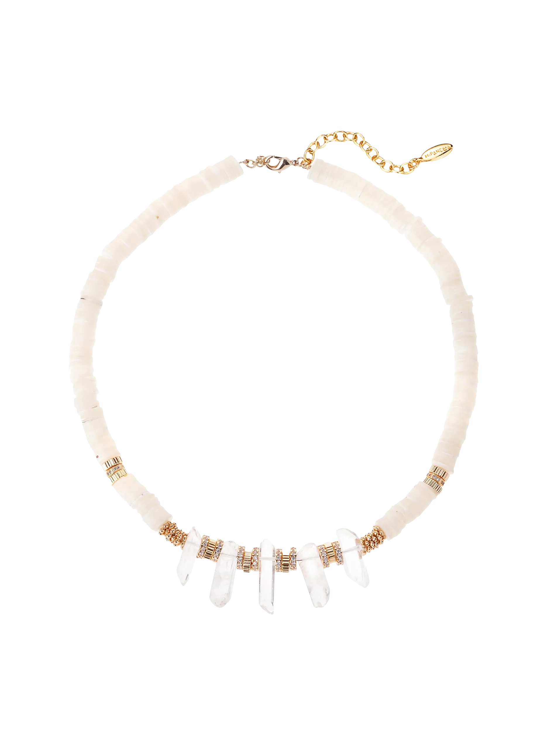 Collier ajustable avec perles et pierres Blanc OSCAR