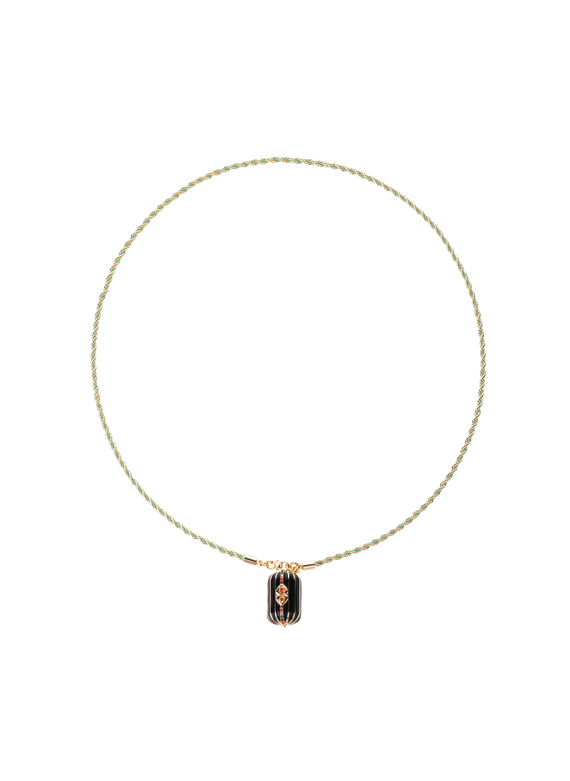 Collier sautoir en cordon avec charm central Noir FELICE