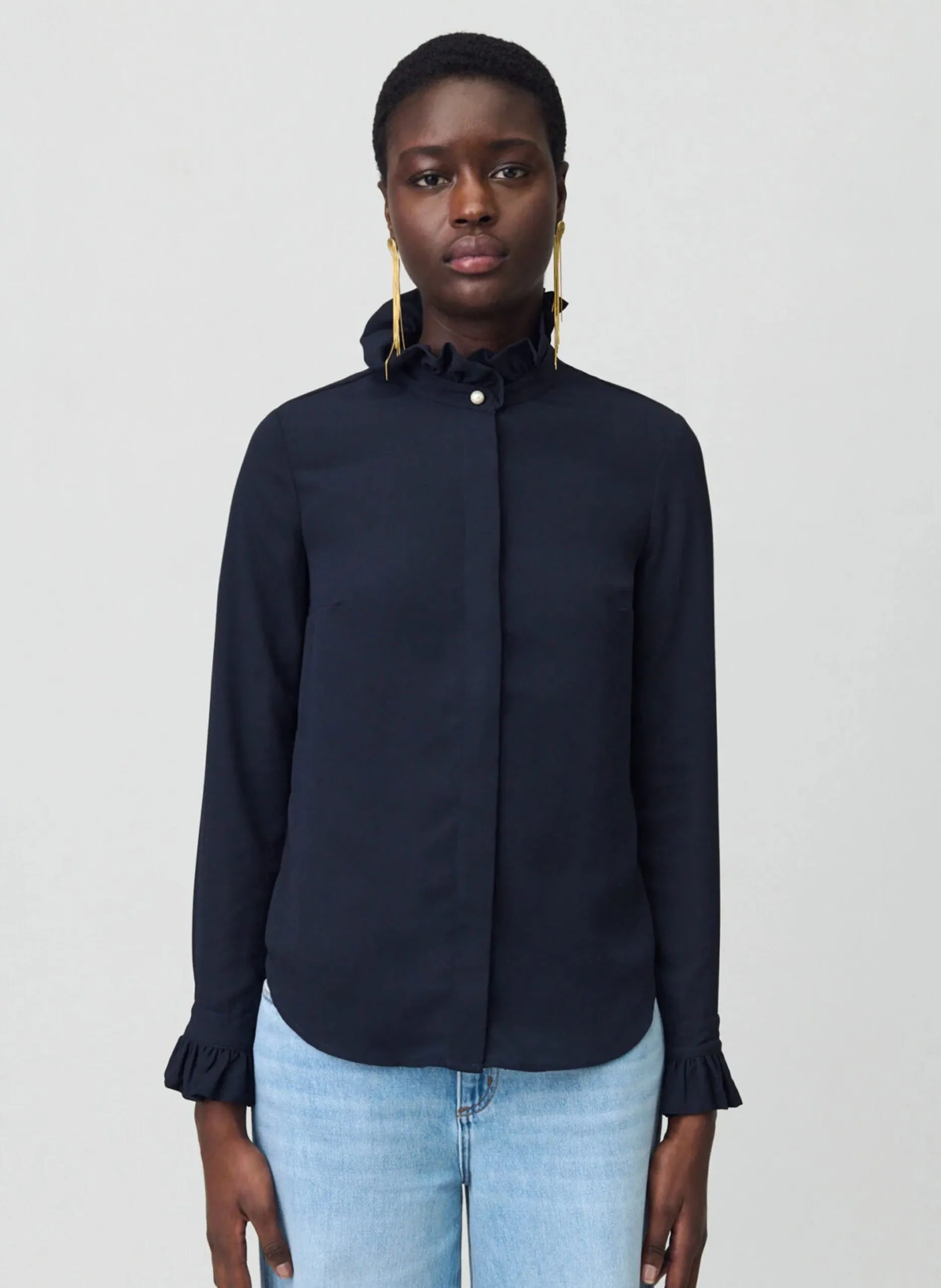 Chemise col victorien Bleu