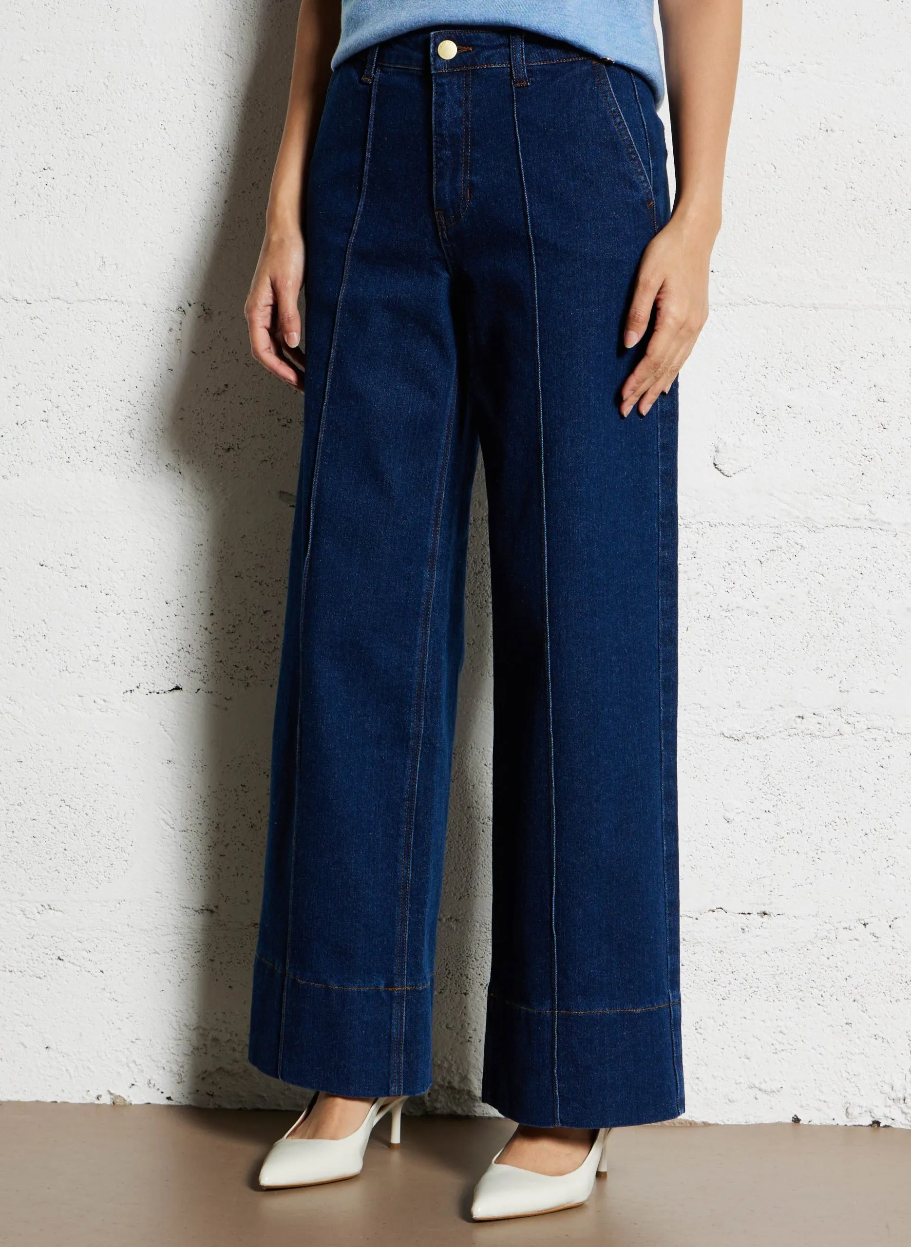 Jean large en coton mélangé Bleu PAOLA