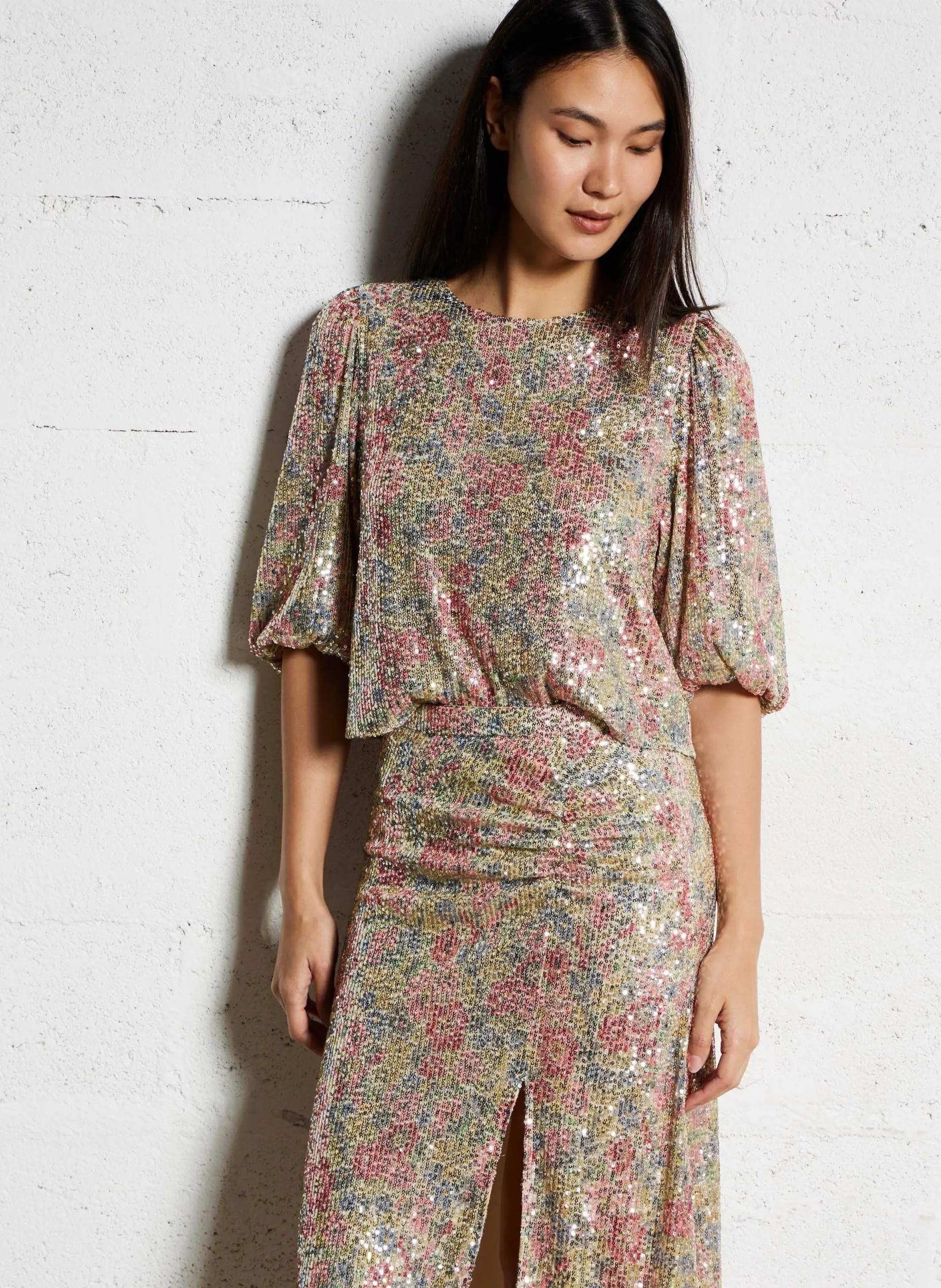 Top droit court col rond Multicolore TEYA